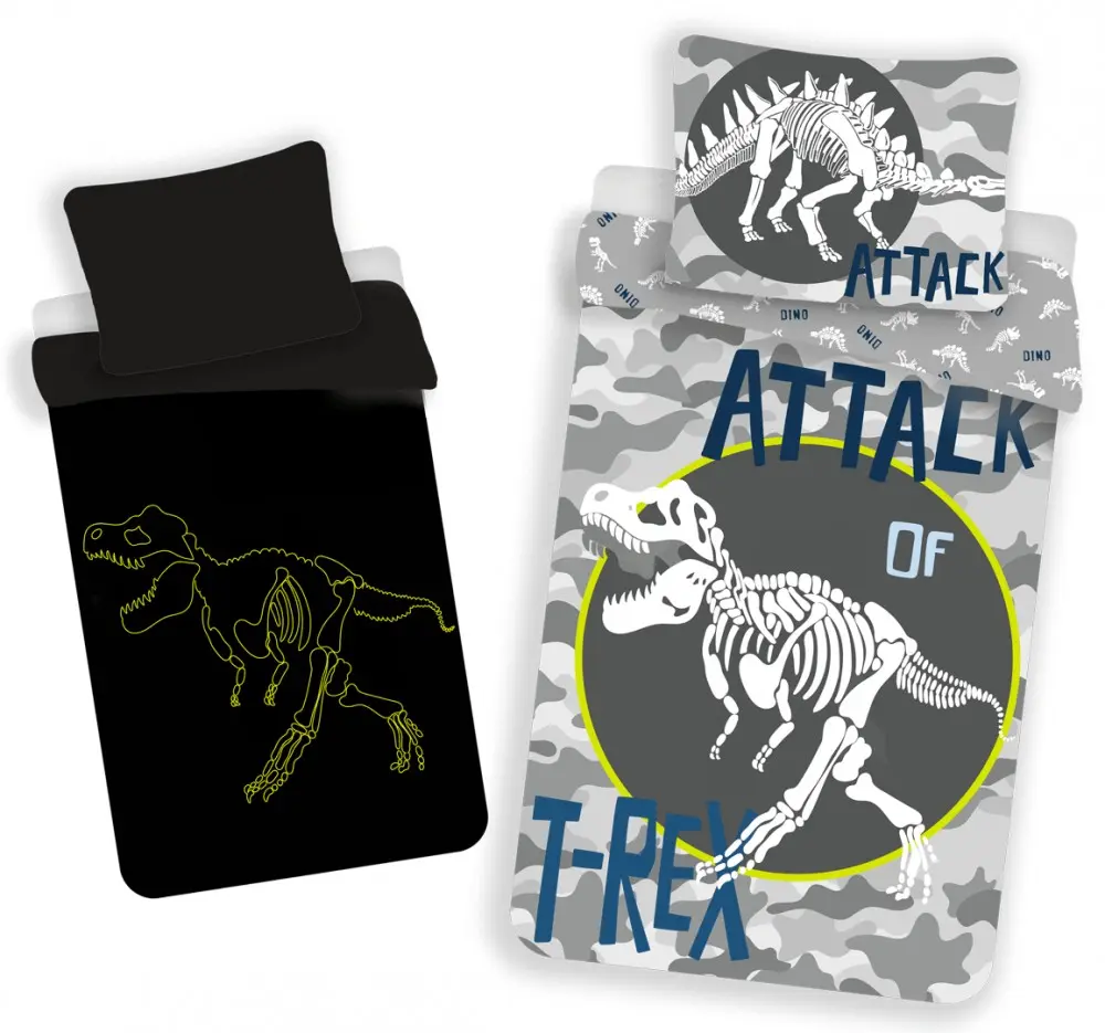 Dinosaur Glow in the Dark Navlaka za poplun 140x200 cm, 70x90 cm fotografija proizvoda