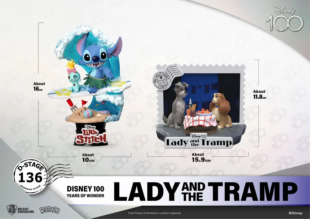Disney 100th Anniversary D-Stage PVC Diorama Lady And The Tramp 12 cm fotografija proizvoda