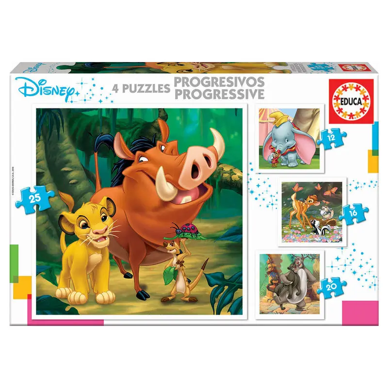 Disney Animals Dumbo + Bambi + Lion King + Jungle Book puzzle 12-16-20-25 kom fotografija proizvoda