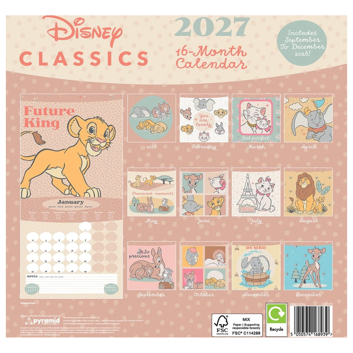 Disney Classics kalendar Treasured Memories 2027 30 x 30 cm fotografija proizvoda