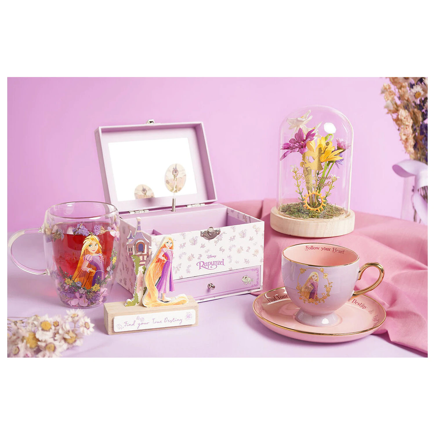 Disney Princess Rapunzel staklo s osušenim cvijećem 300 ml fotografija proizvoda