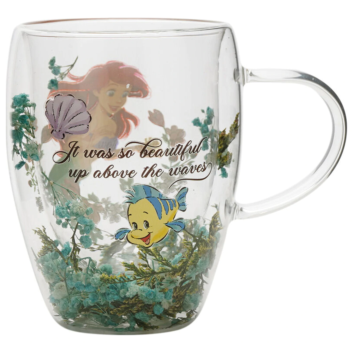 Disney Princess Ariel cvjetna ukrasna staklena šalica 300 ml fotografija proizvoda