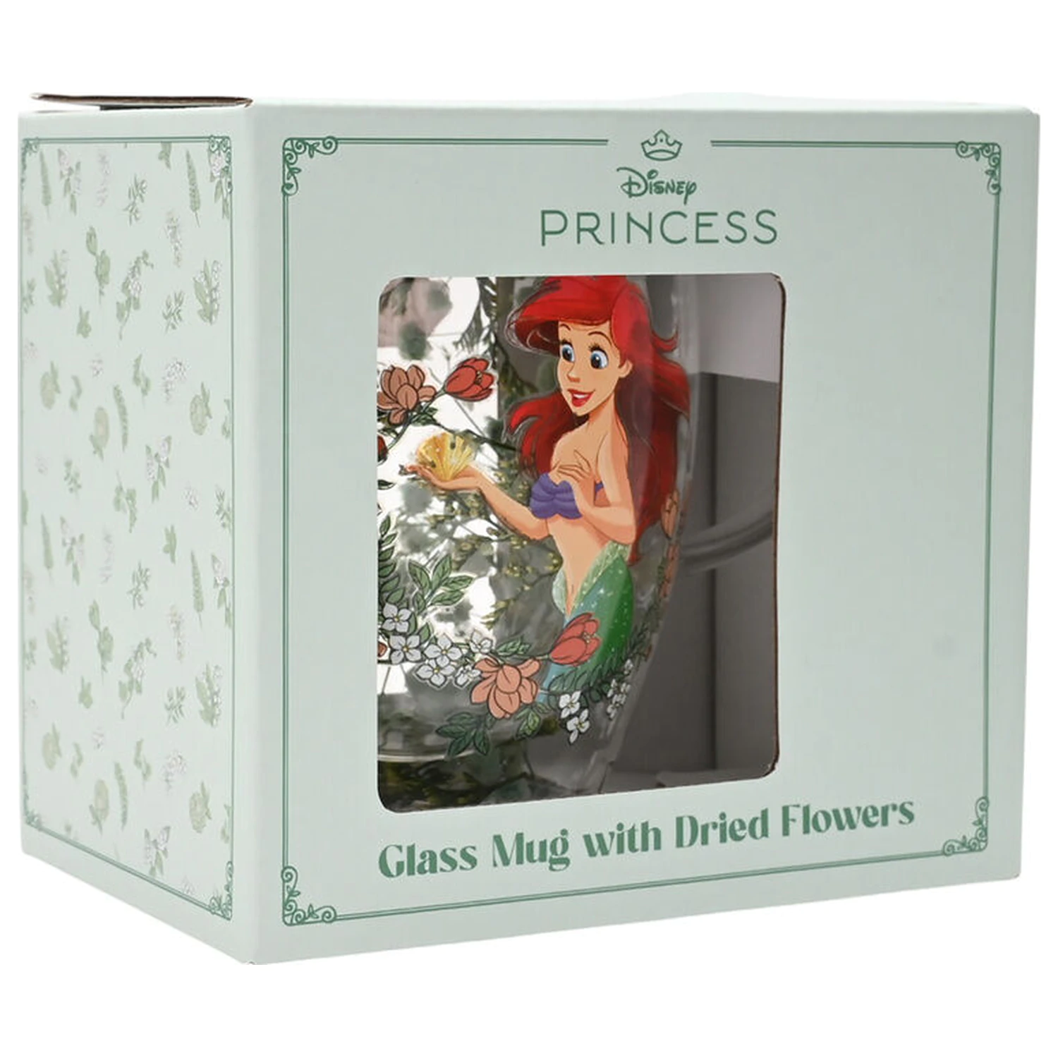 Disney Princess Ariel cvjetna ukrasna staklena šalica 300 ml fotografija proizvoda