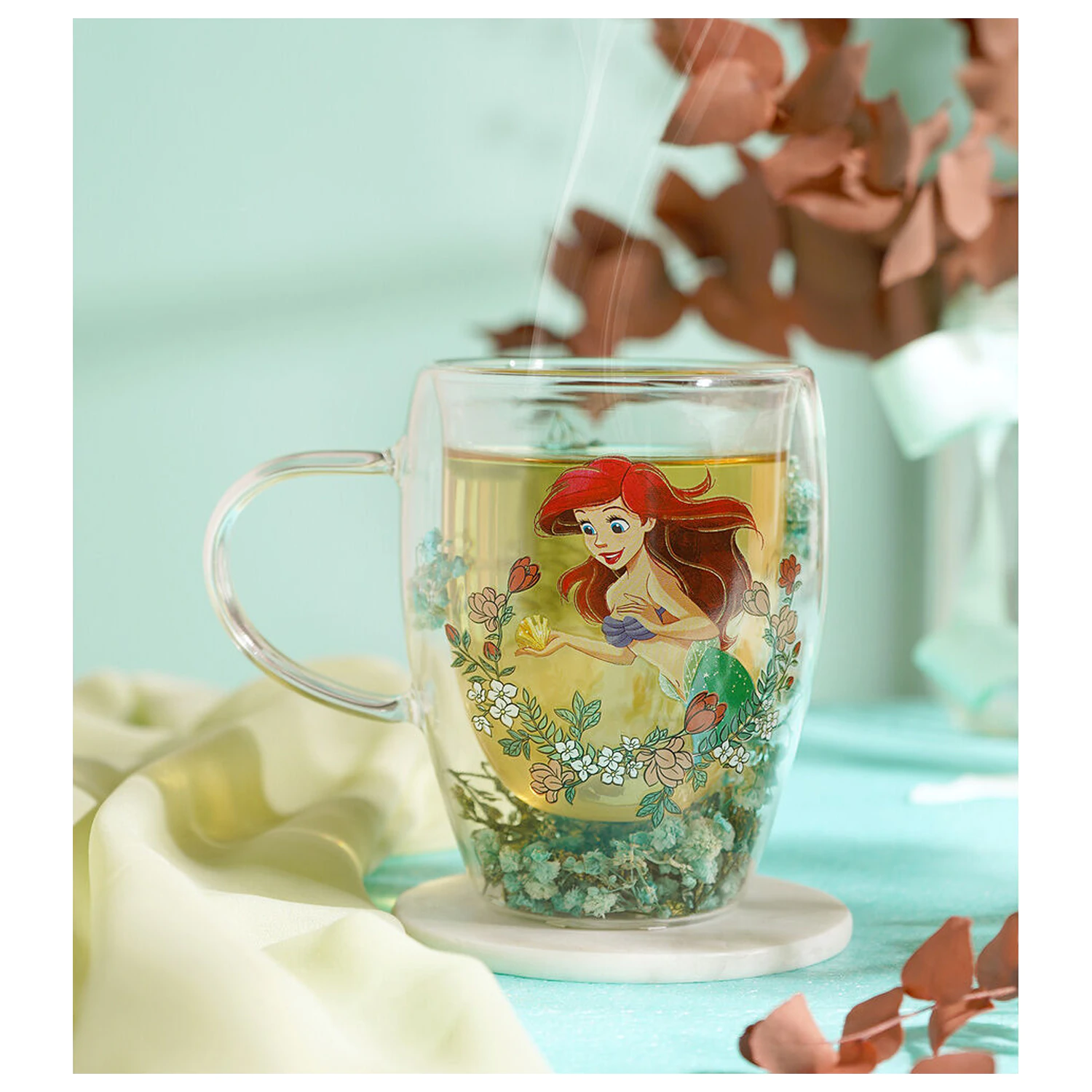 Disney Princess Ariel cvjetna ukrasna staklena šalica 300 ml fotografija proizvoda