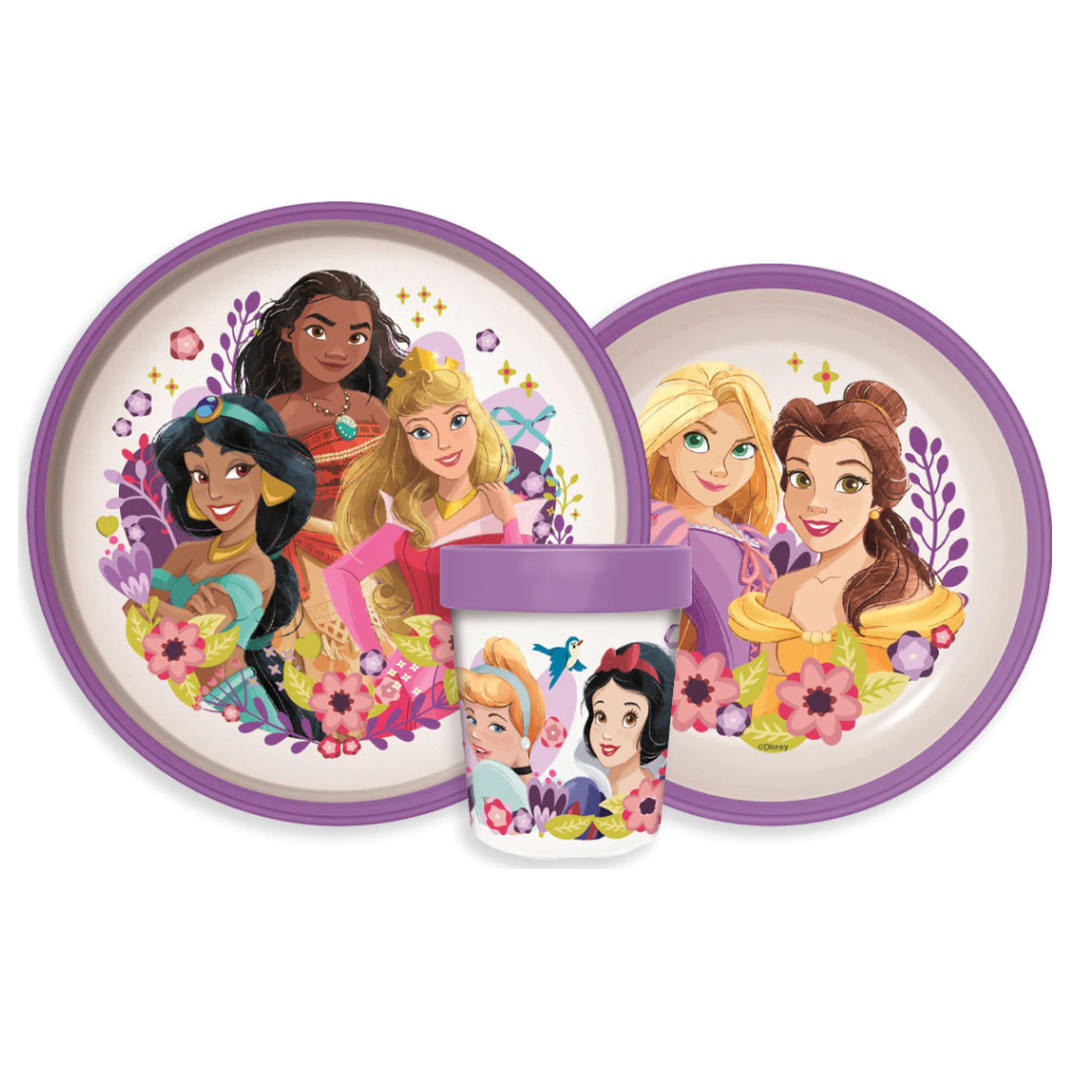 Disney Princess Courageous Heart Set posuđa za jelo s neklizajućom podlogom, Mikroplastični set fotografija proizvoda