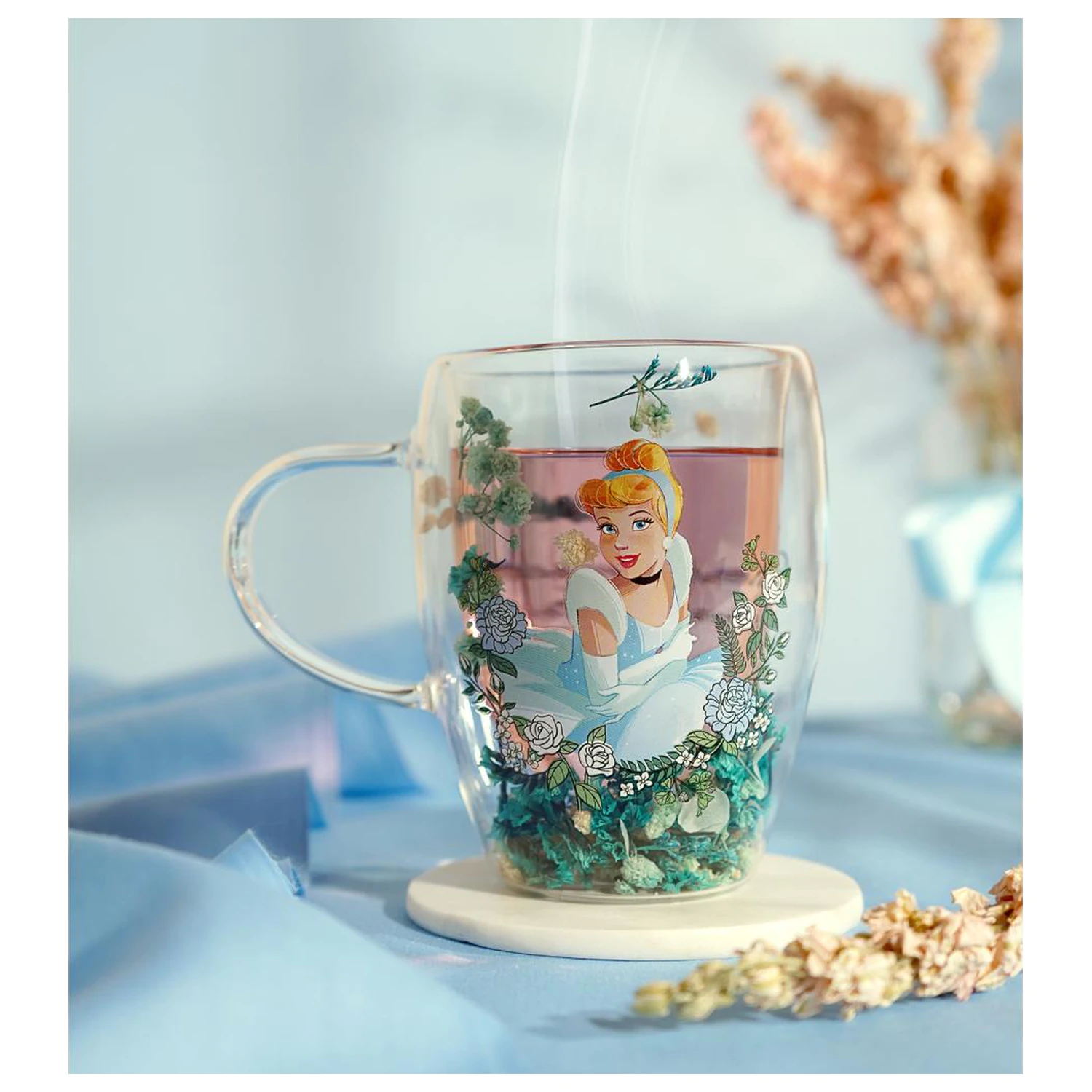Disney Princess Cinderella Staklena čaša s osušenim cvijećem 300 ml fotografija proizvoda