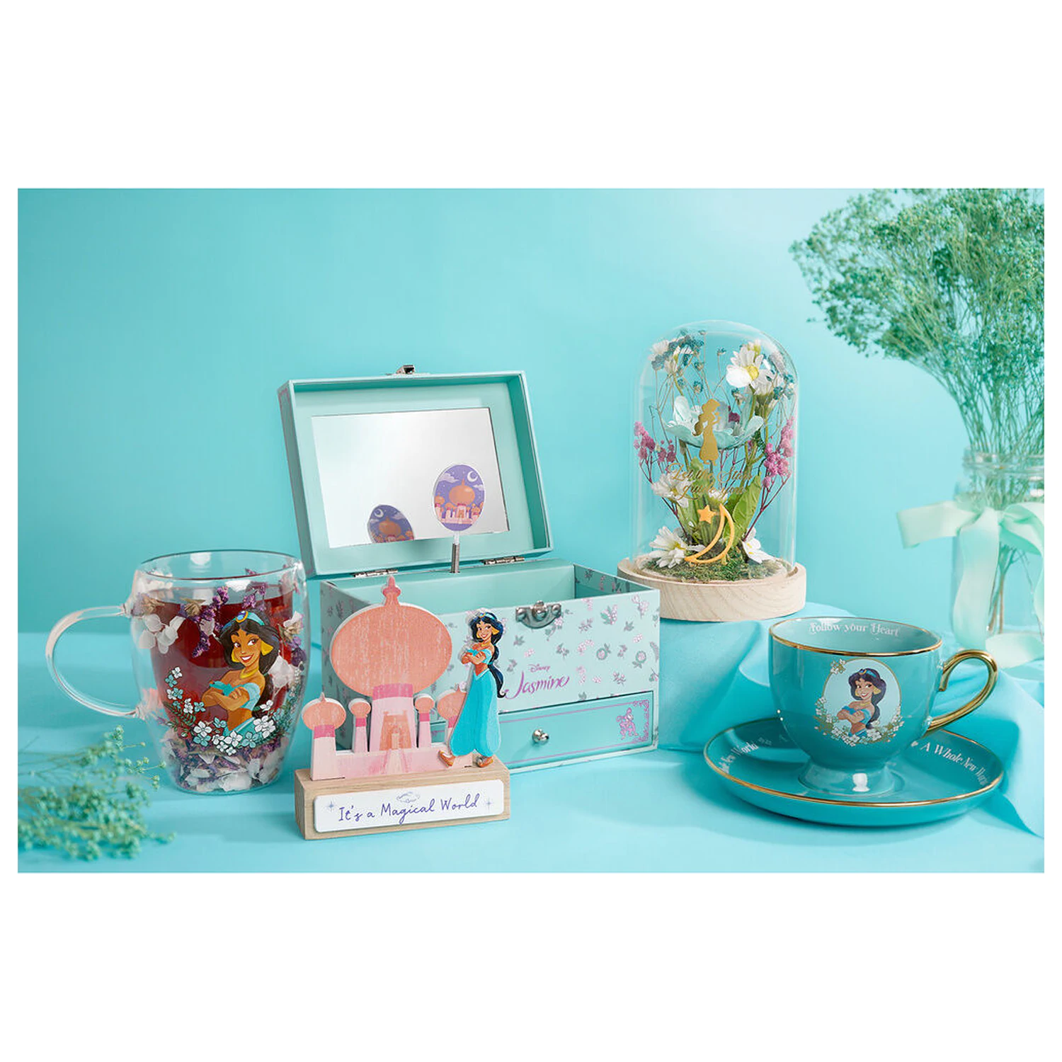 Disney Princess Jasmine staklena čaša sa suhim cvijećem 300 ml fotografija proizvoda