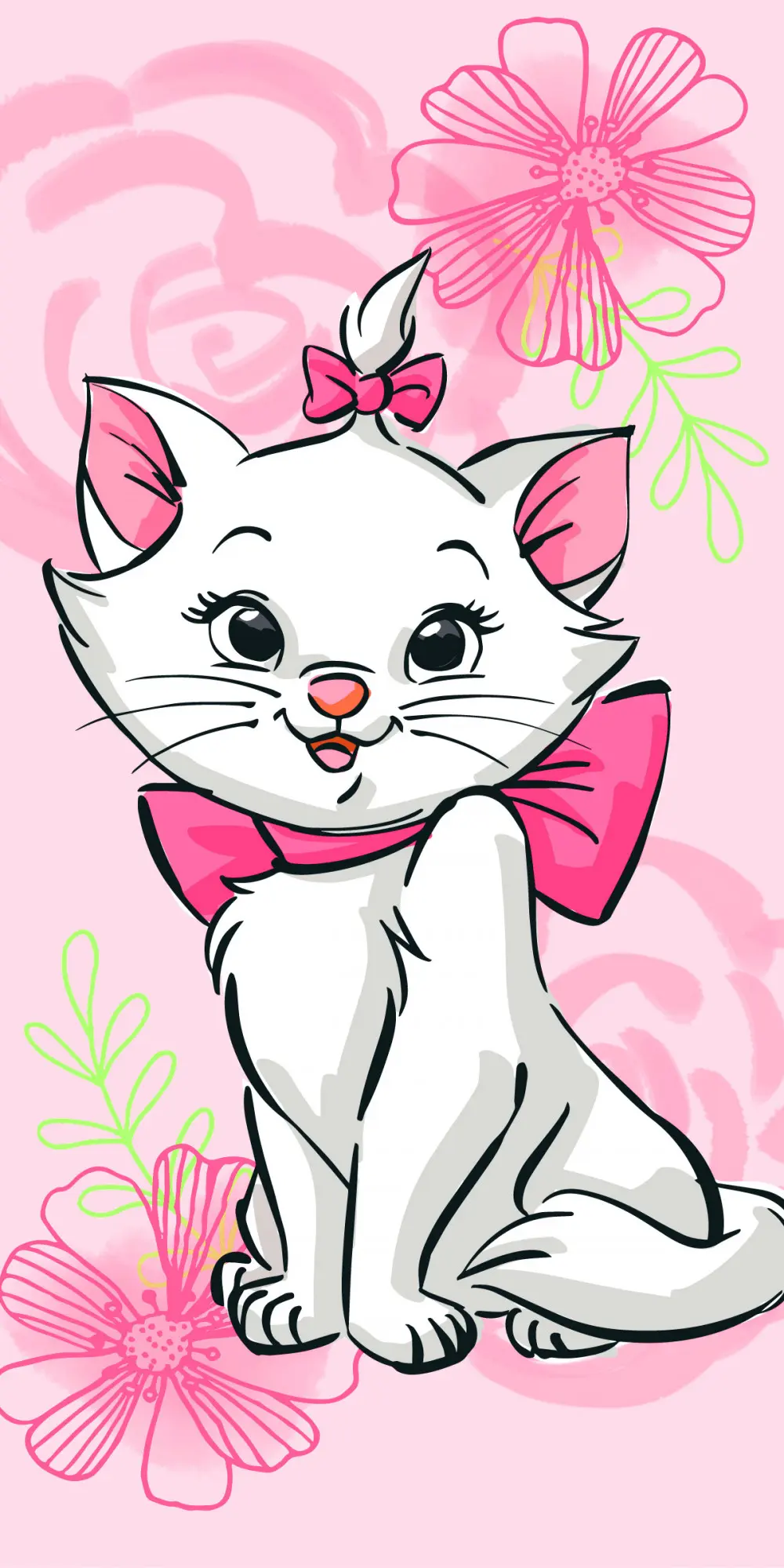Disney Marie Cat ručnik za kupanje, ručnik za plažu Pink Flower 70*140cm fotografija proizvoda