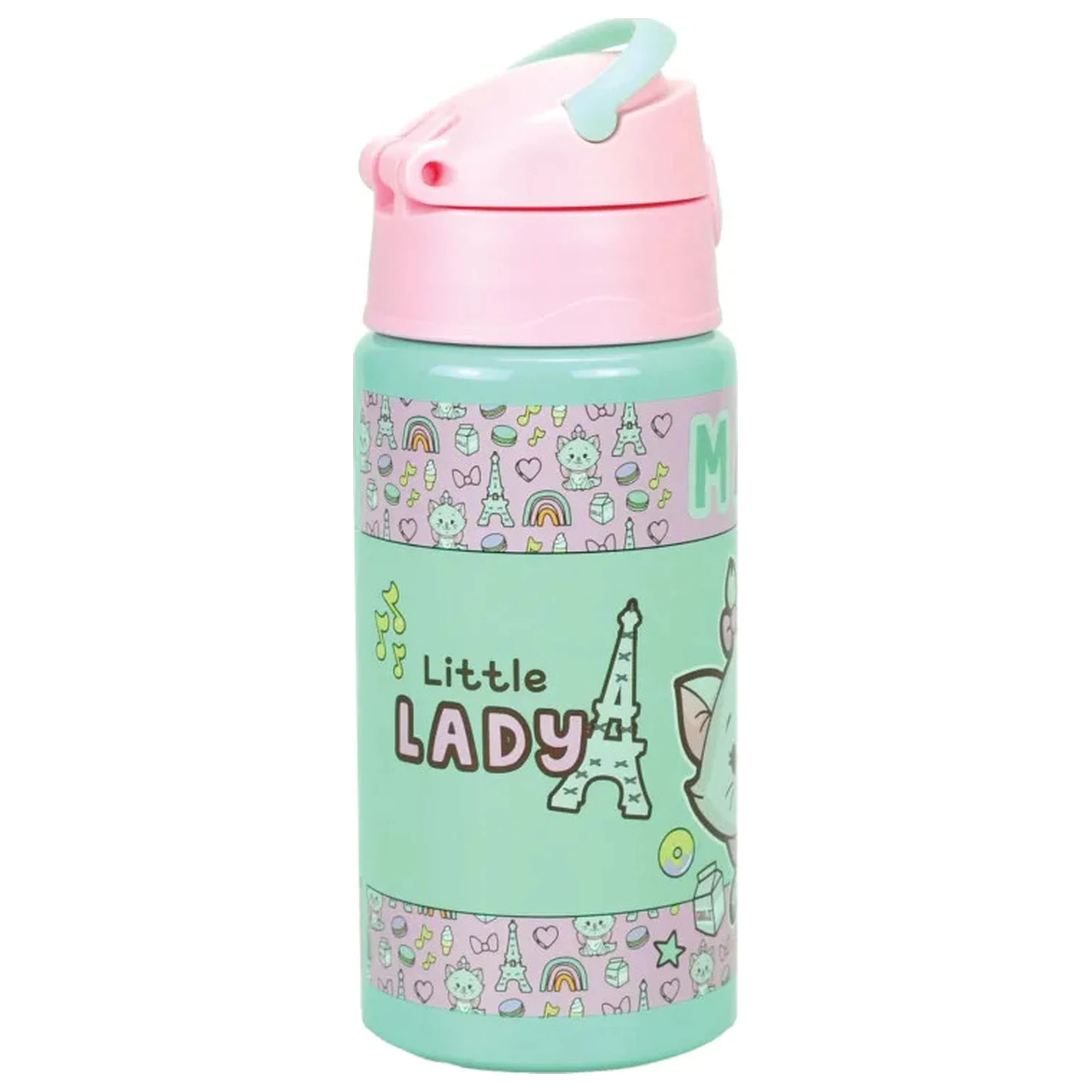 Disney Marie Little Lady aluminijska boca za vodu sa slamkom i vješalicom 500 ml fotografija proizvoda