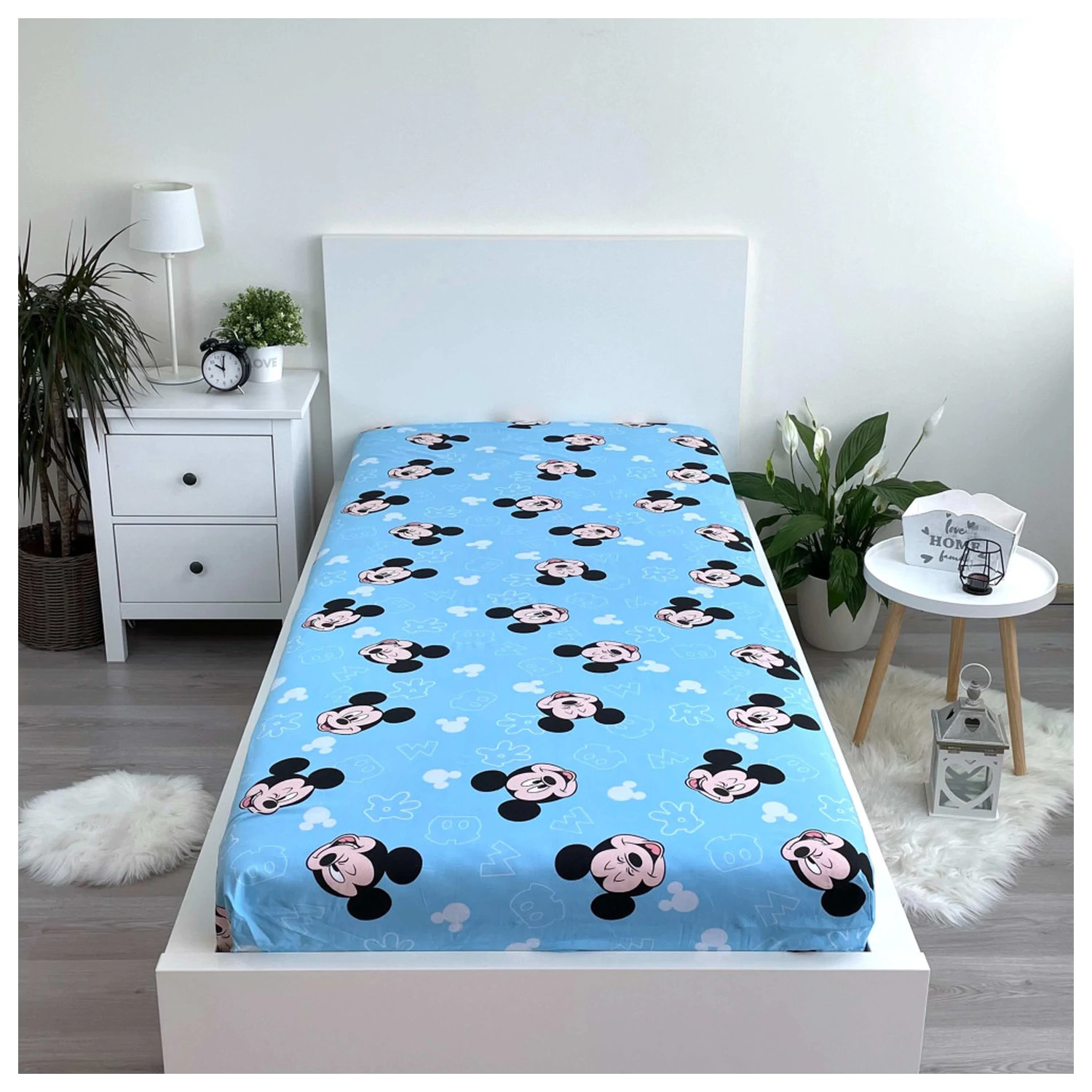 Disney Mickey Funny Head posteljina s gumicom 90x200 cm fotografija proizvoda