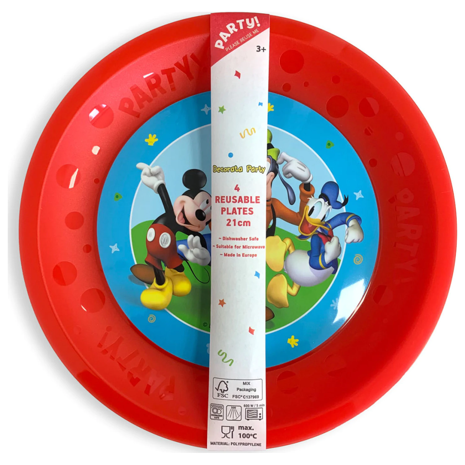 Disney Mickey Rock the House micro premium plastični plitki tanjur, set od 4 komada, 21 cm fotografija proizvoda