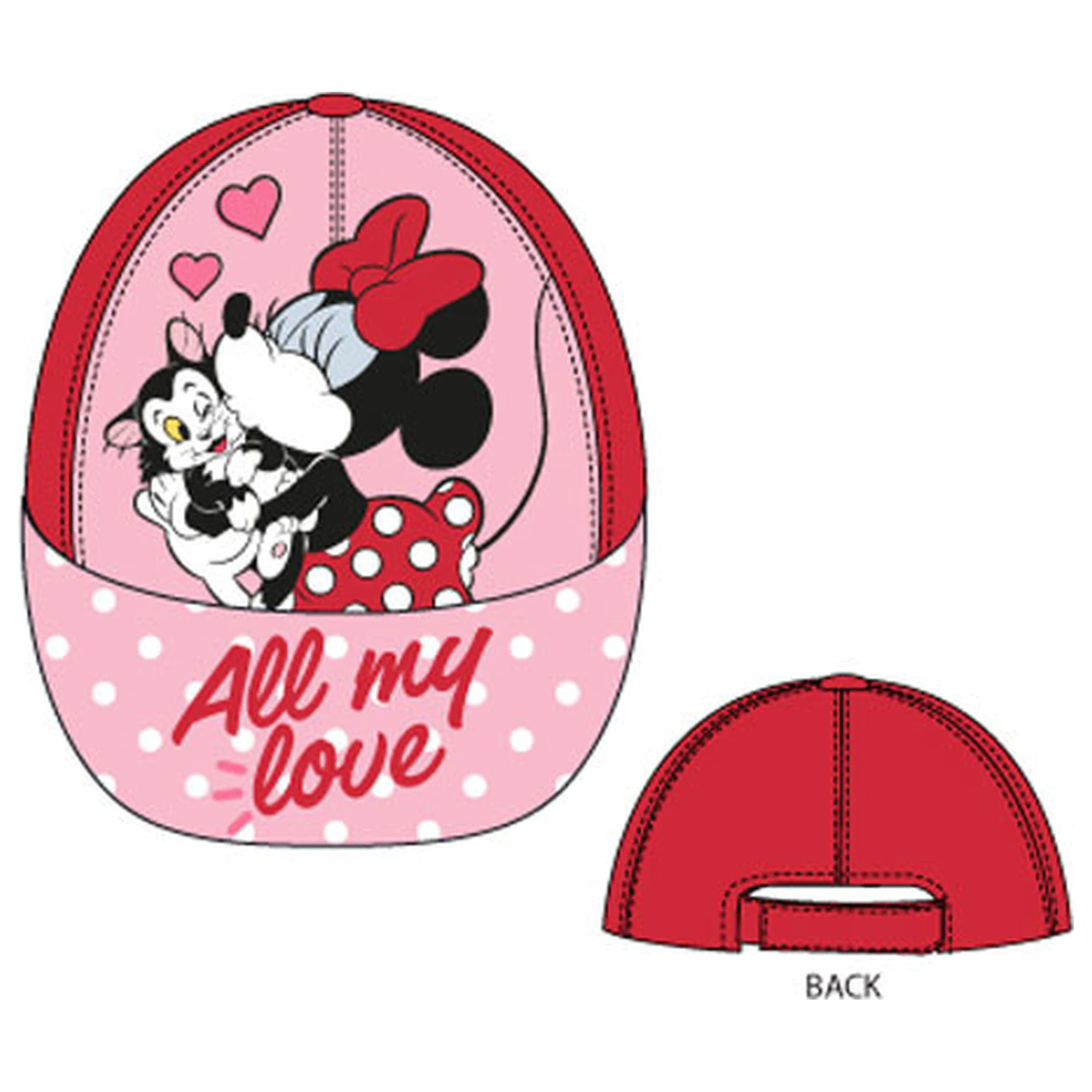 Disney Minnie All My Love Red dječja bejzbolska kapa 54 cm fotografija proizvoda