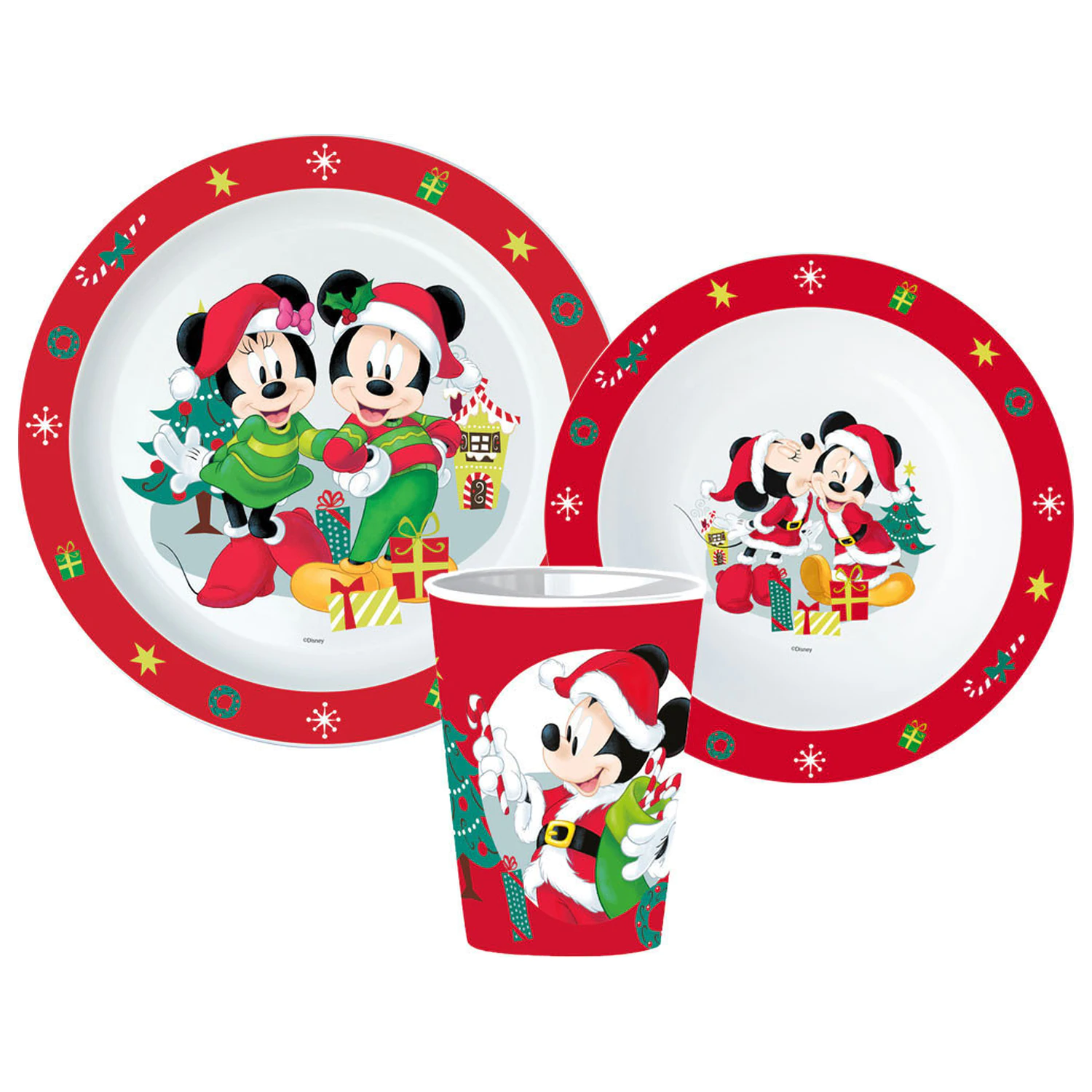 Disney Minnie i Mickey božićni set posuđa, mikro plastični set, sa staklom 260 ml fotografija proizvoda