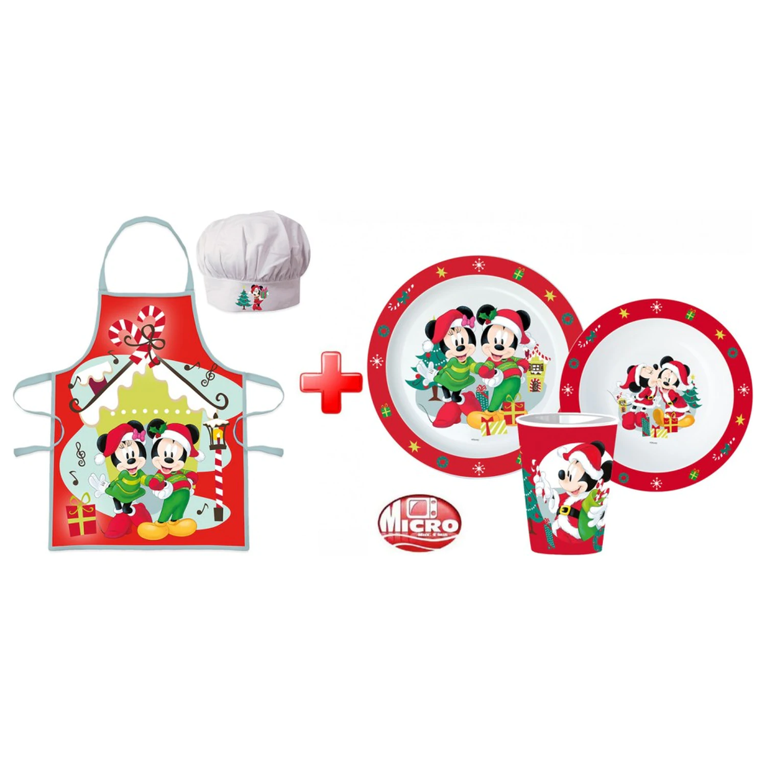 Disney Minnie and Mickey božićna pregača i set plastičnog posuđa fotografija proizvoda