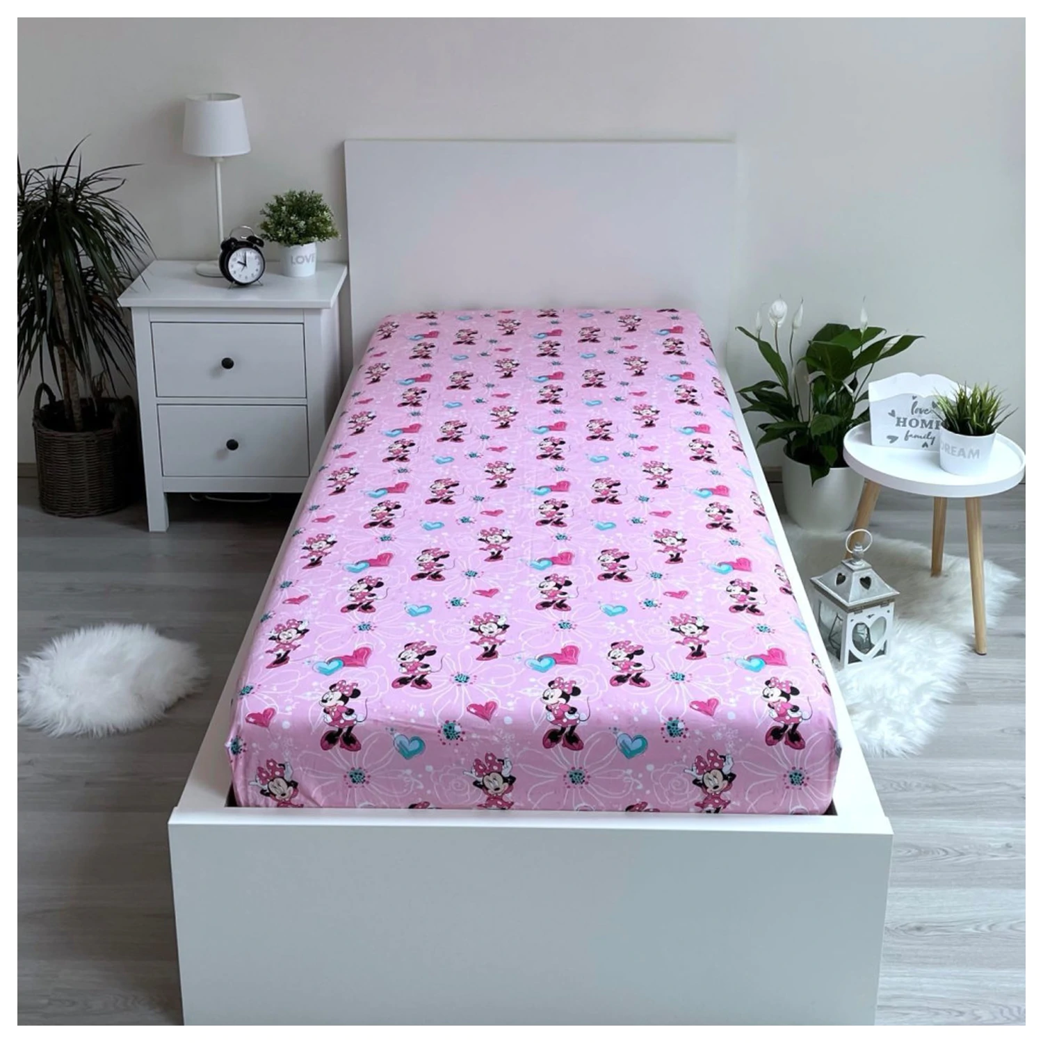 Disney Minnie Flowers donja plahta 90x200 cm fotografija proizvoda