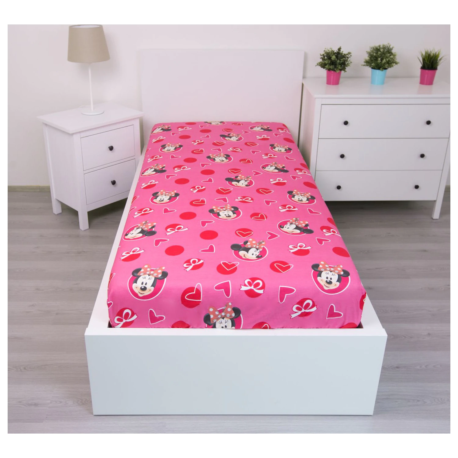 Disney Minnie Hearts prilagođena plahta 90x200 cm fotografija proizvoda