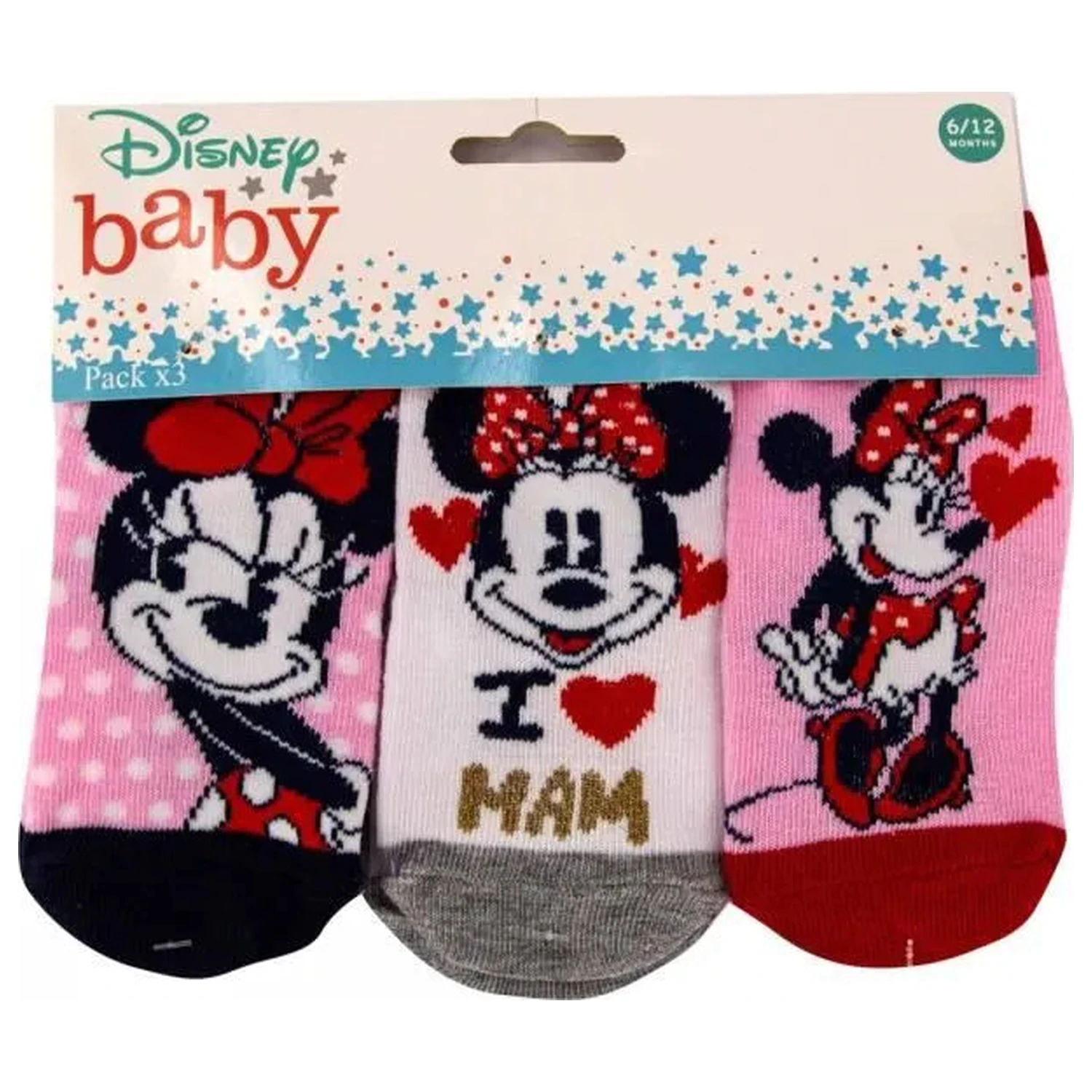 Disney Minnie Love Mom ružičaste dječje čarape 0-6 mjeseci fotografija proizvoda