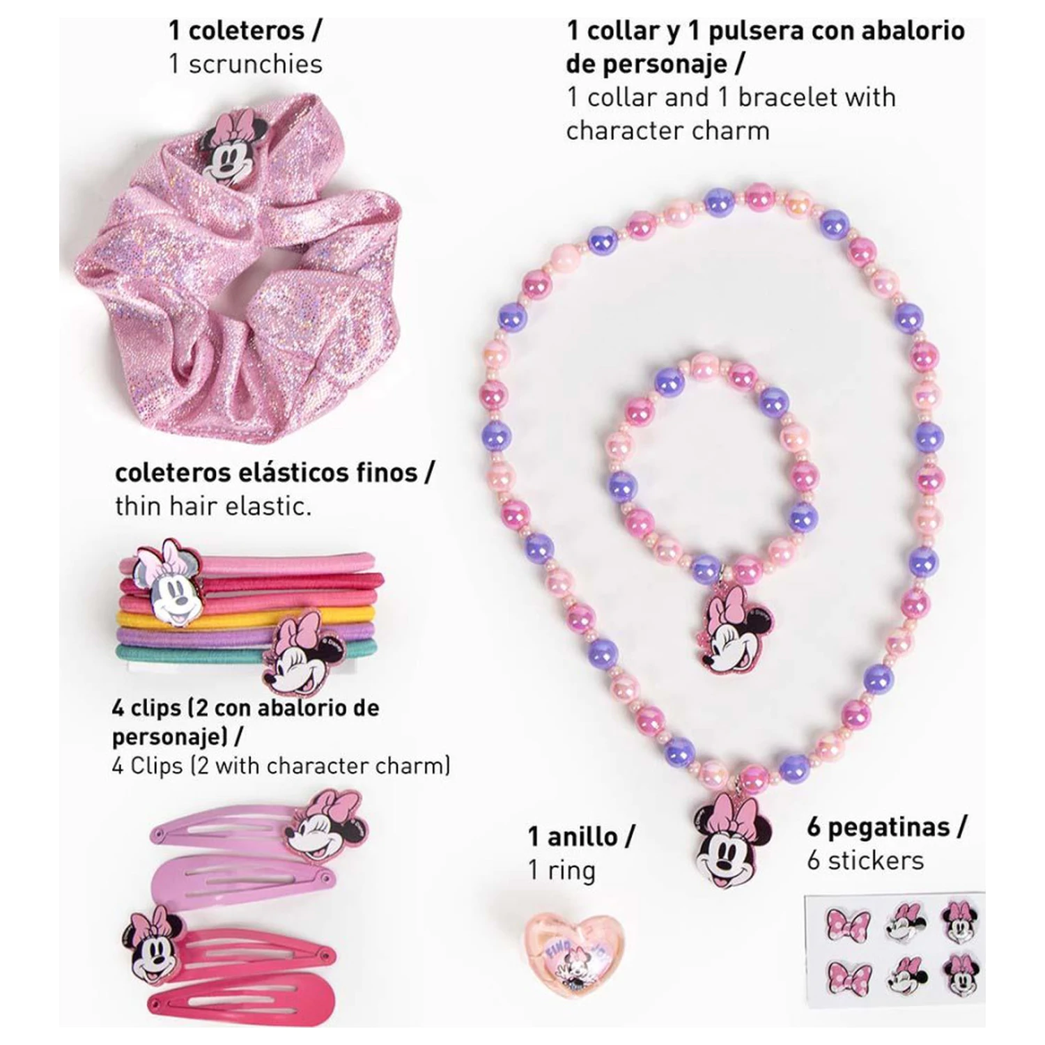 Disney Minnie Pink set dodataka za kosu i nakita, 15 komada fotografija proizvoda