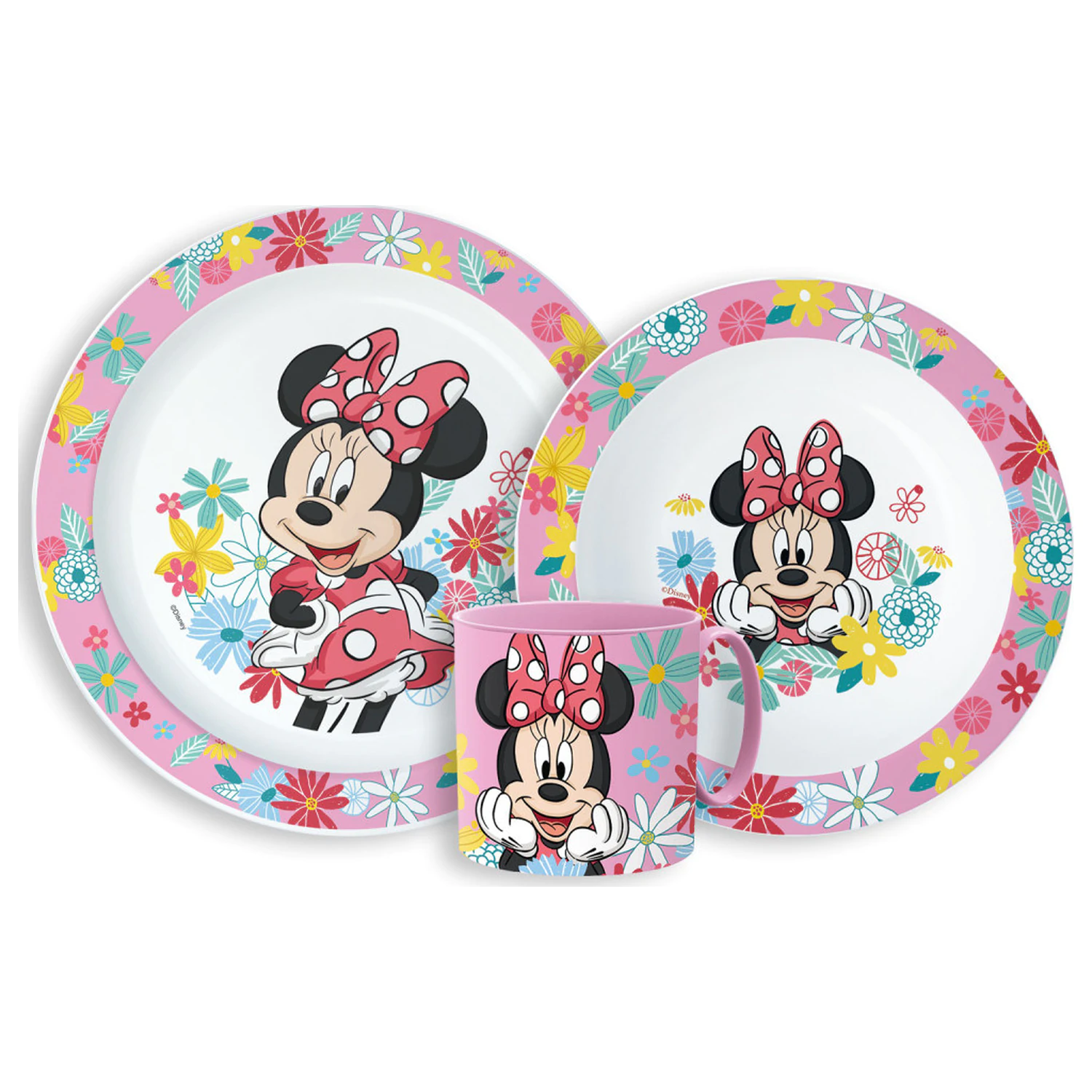 Disney Minnie Proljetni set posuđa za večeru, mikro plastični set sa šalicom 265 ml fotografija proizvoda