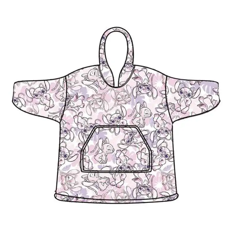 Disney Stitch Angel oversize majica dugih rukava s kapuljačom za odrasle, boja koralja fotografija proizvoda