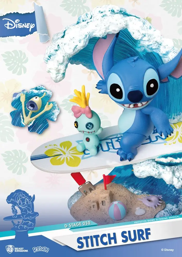 Disney Summer Series D-Stage PVC Diorama Stitch Surf 15 cm fotografija proizvoda