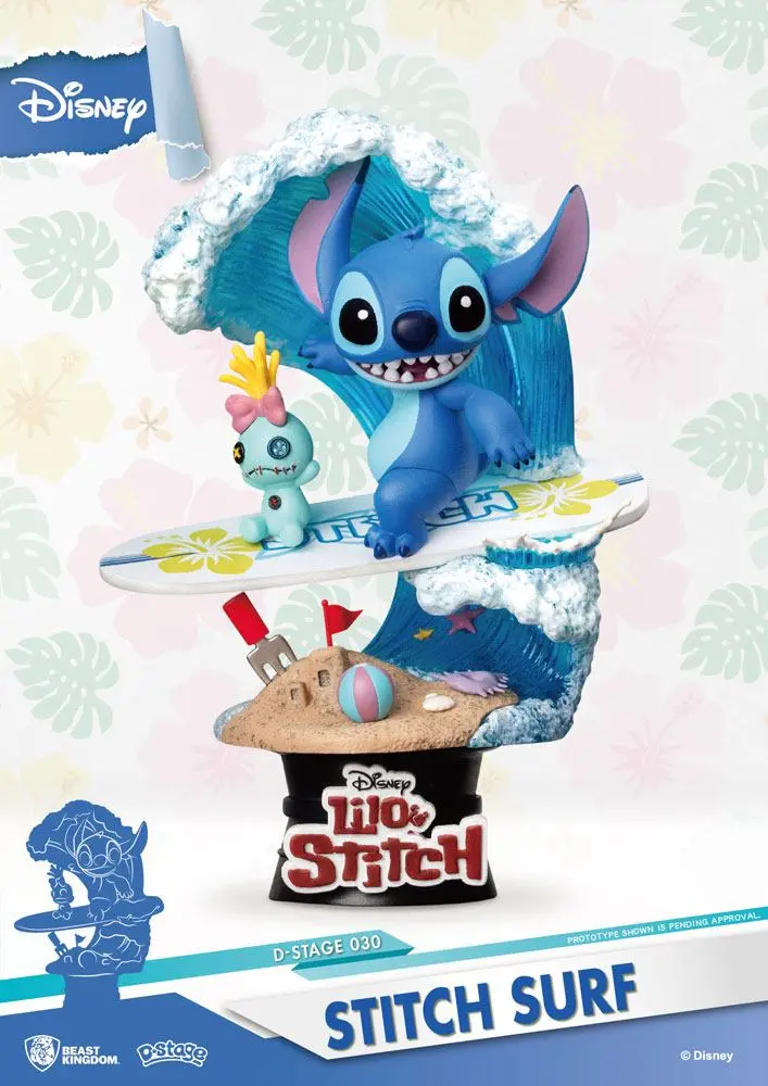 Disney Summer Series D-Stage PVC Diorama Stitch Surf 15 cm fotografija proizvoda