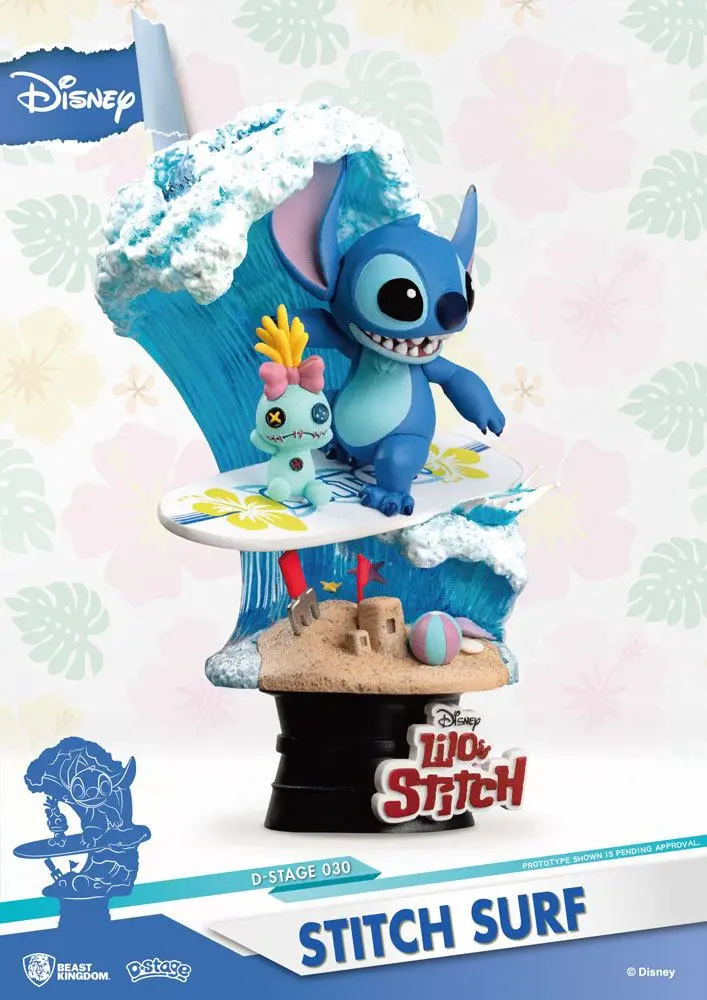 Disney Summer Series D-Stage PVC Diorama Stitch Surf 15 cm fotografija proizvoda