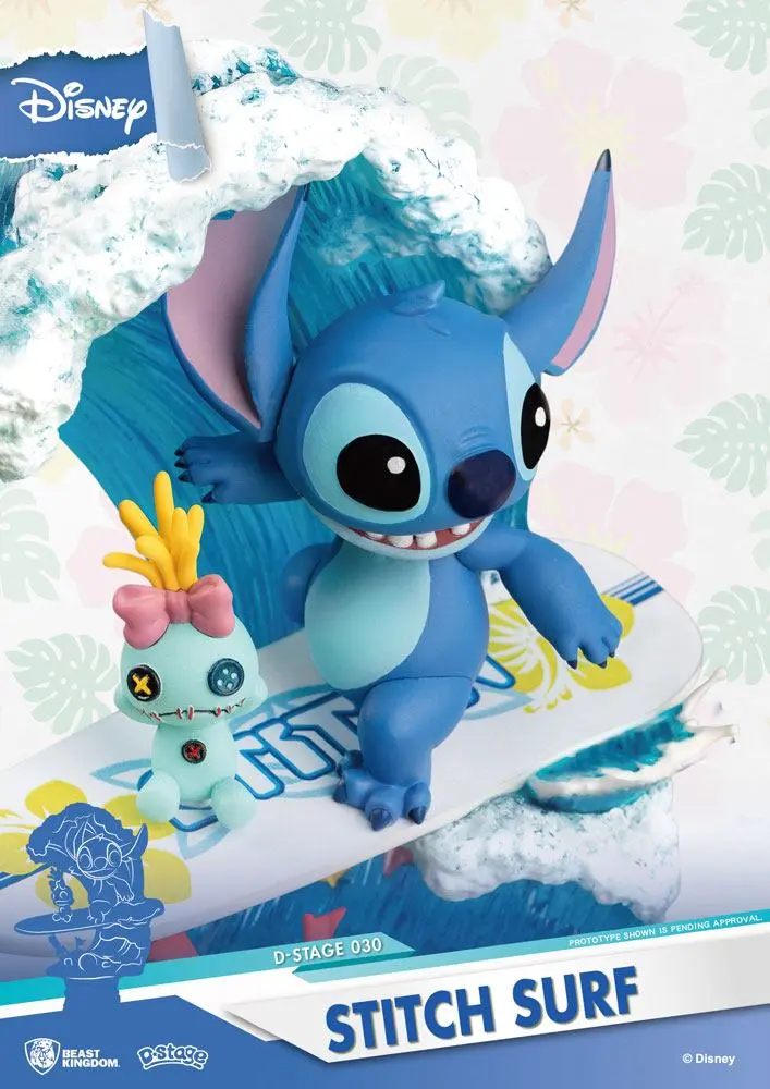 Disney Summer Series D-Stage PVC Diorama Stitch Surf 15 cm fotografija proizvoda