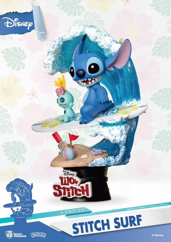 Disney Summer Series D-Stage PVC Diorama Stitch Surf 15 cm fotografija proizvoda