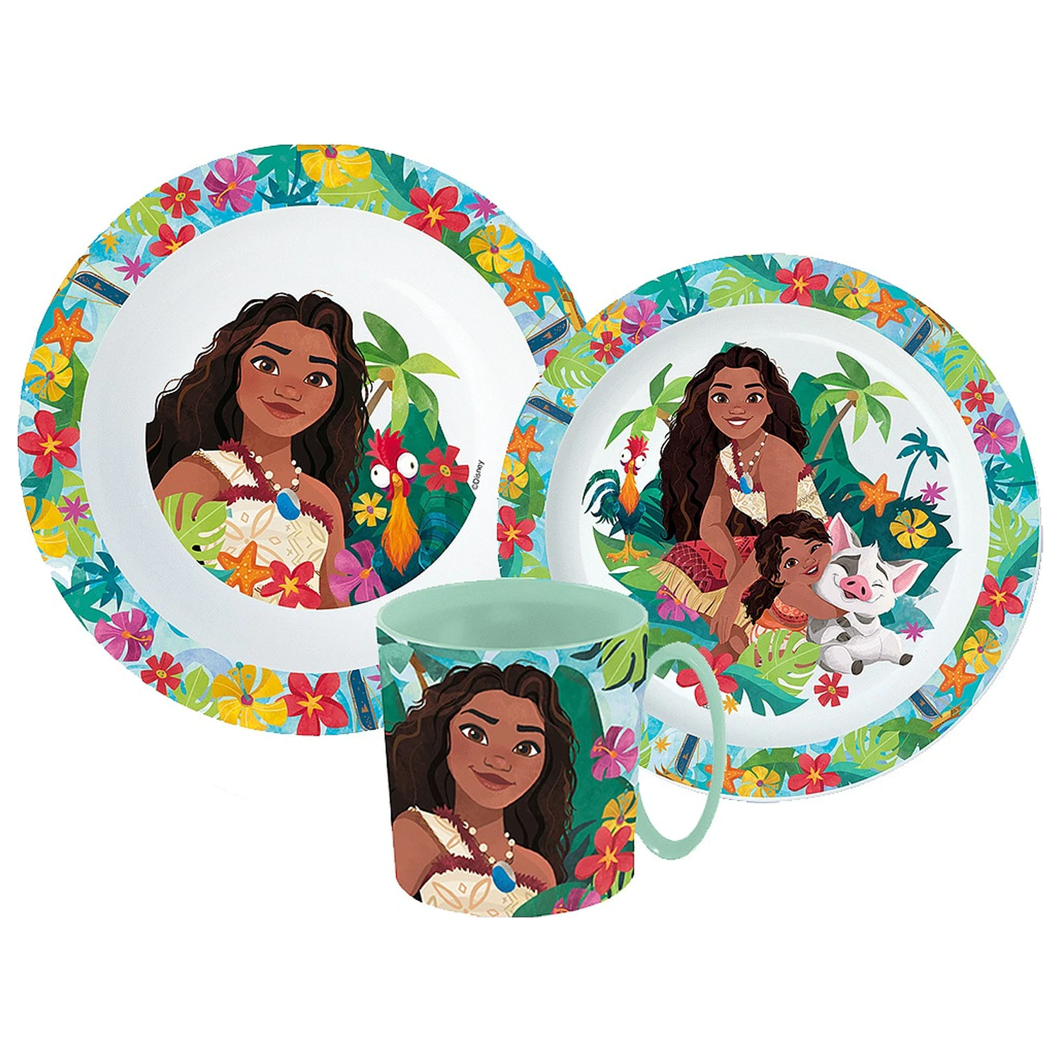 Disney Moana Lagoon Set posuđa za večeru, Micro Plastic set s šalicom fotografija proizvoda