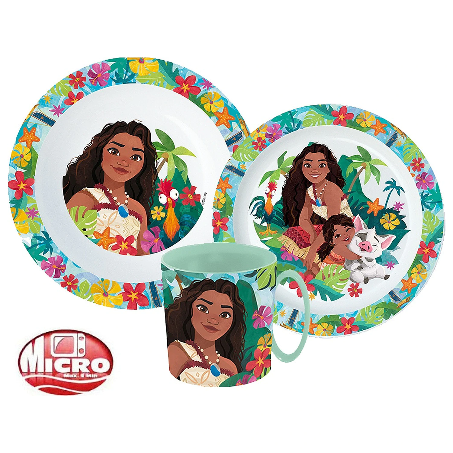 Disney Moana Lagoon Set posuđa za večeru, Micro Plastic set s šalicom fotografija proizvoda