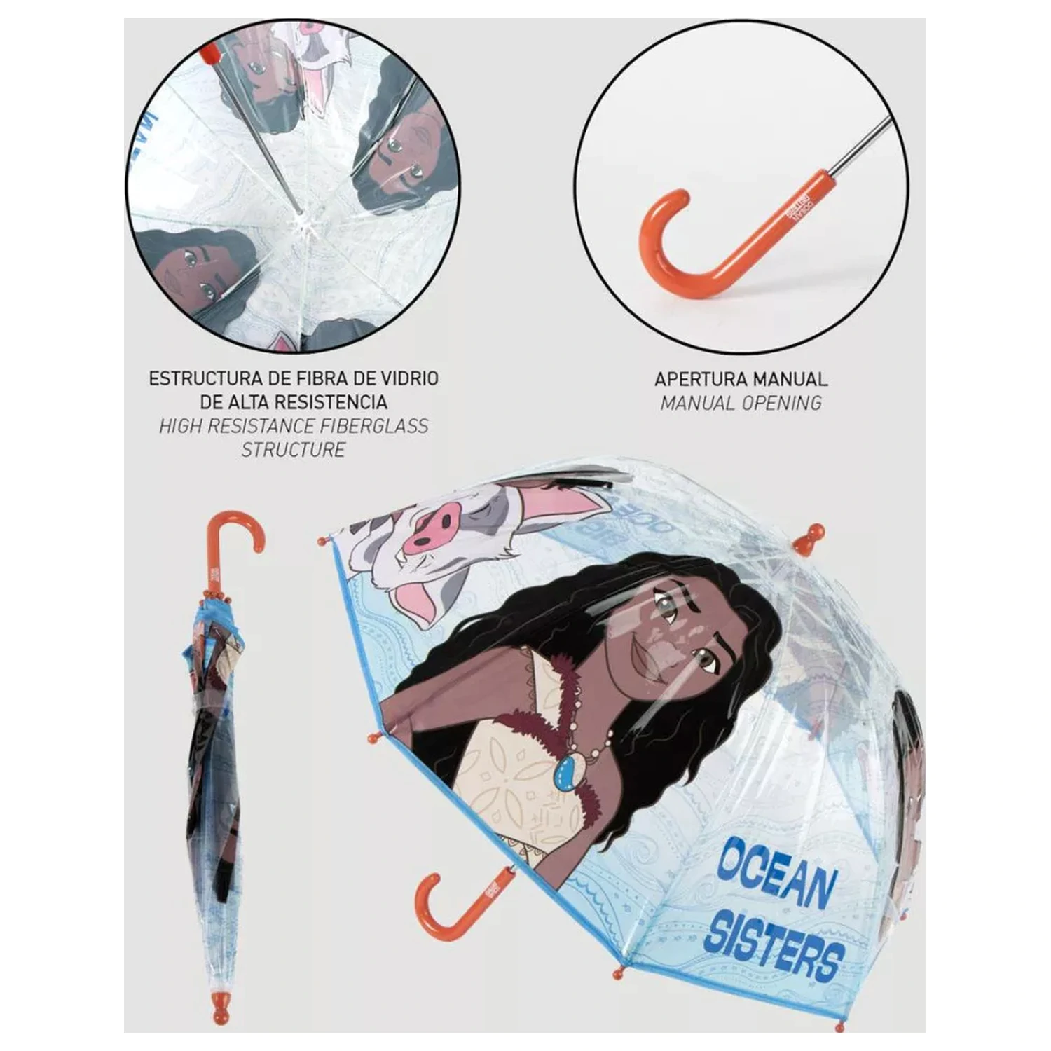 Disney Moana Ocean Sisters dječji prozirni kišobran fotografija proizvoda