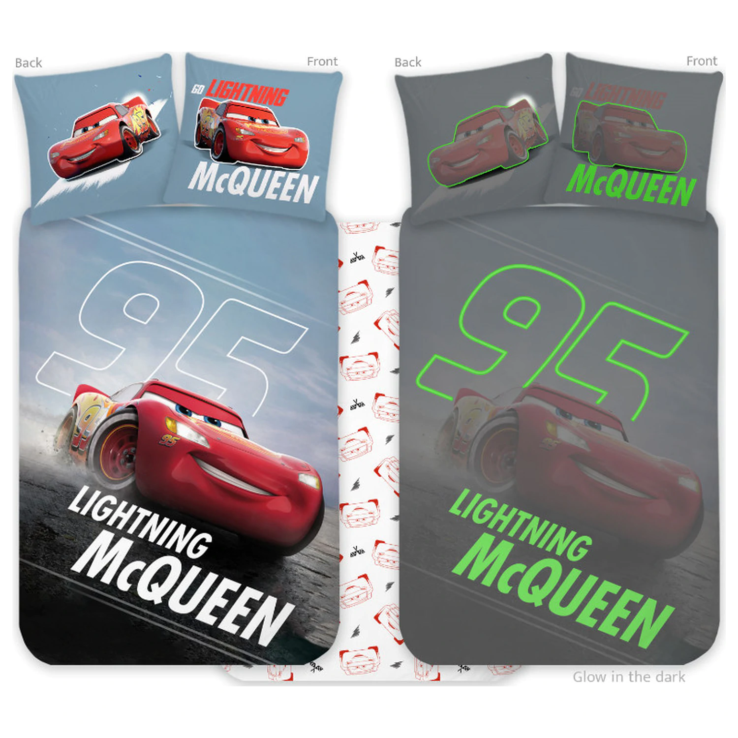 Disney Cars Lightning McQueen Svijetli u mraku Posteljina za malu djecu/predškolce fotografija proizvoda