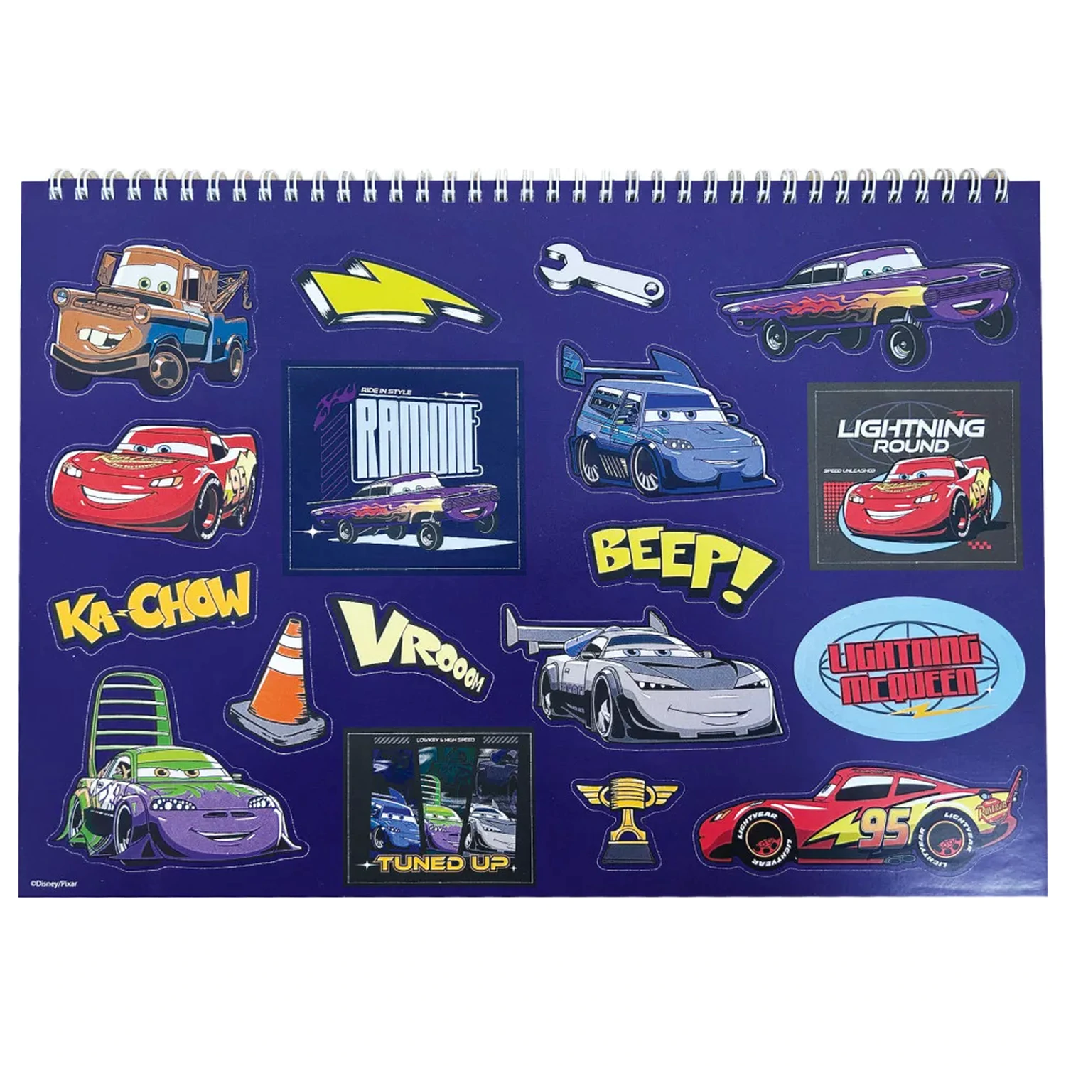 Disney Cars Roaring A/4 Spiralna bilježnica za skiciranje sa 40 listova i naljepnicama fotografija proizvoda