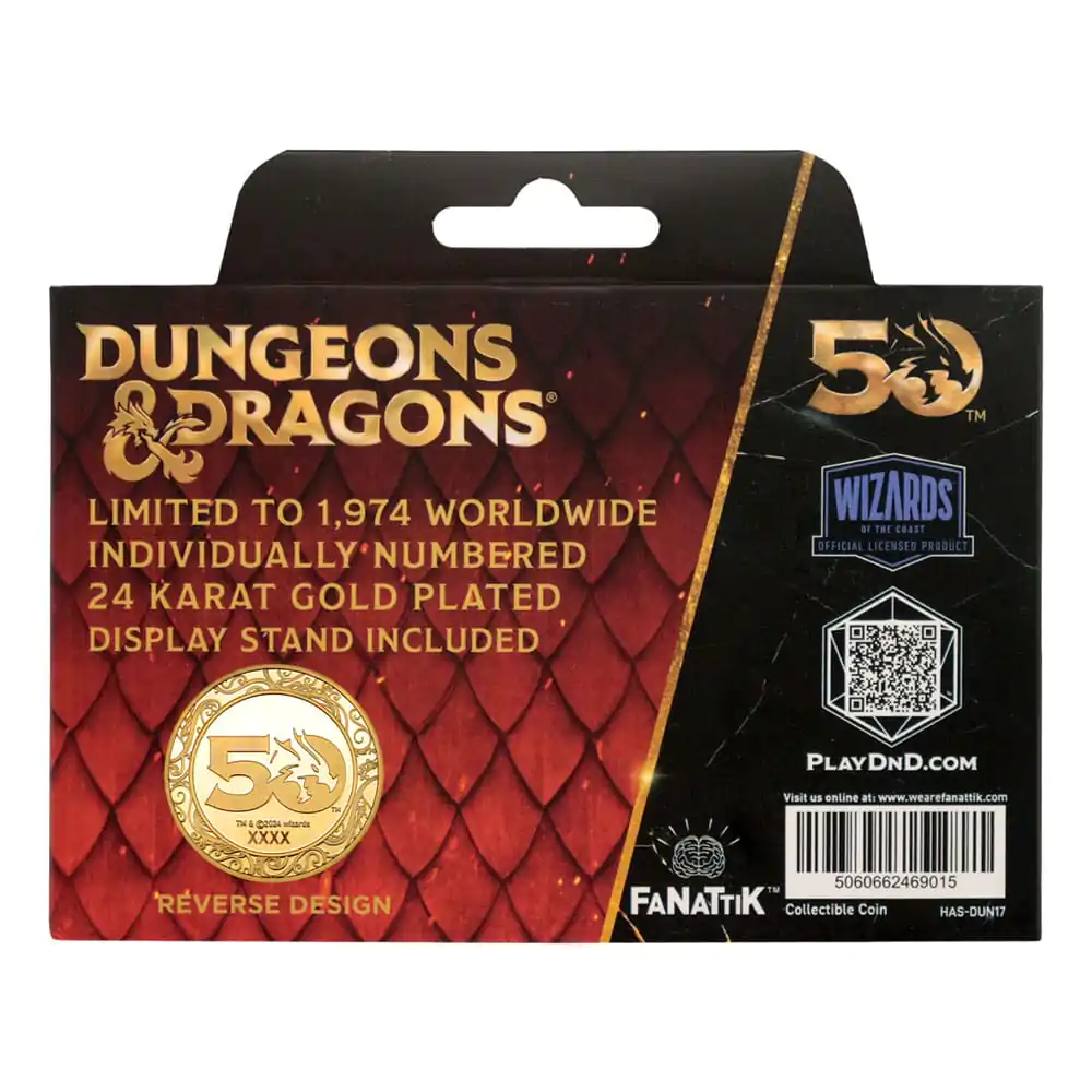 Dungeons & Dragons Collectable Coin 50th Anniversary with Colour Print 24k Gold Plated Edition 4 cm - Kolekcionarski novčić povodom 50. obljetnice s ispisom u boji, 24k pozlaćeno izdanje 4 cm fotografija proizvoda