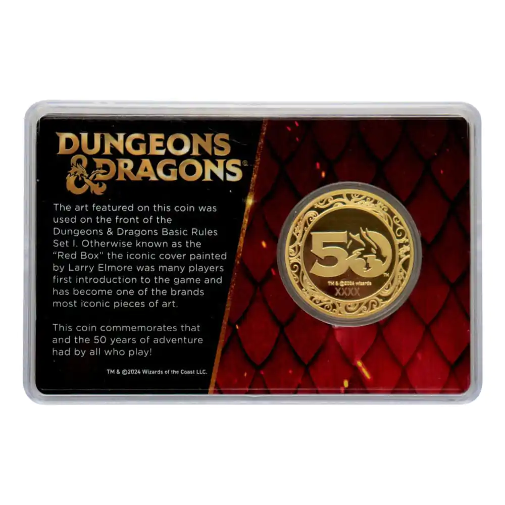 Dungeons & Dragons Collectable Coin 50th Anniversary with Colour Print 24k Gold Plated Edition 4 cm - Kolekcionarski novčić povodom 50. obljetnice s ispisom u boji, 24k pozlaćeno izdanje 4 cm fotografija proizvoda