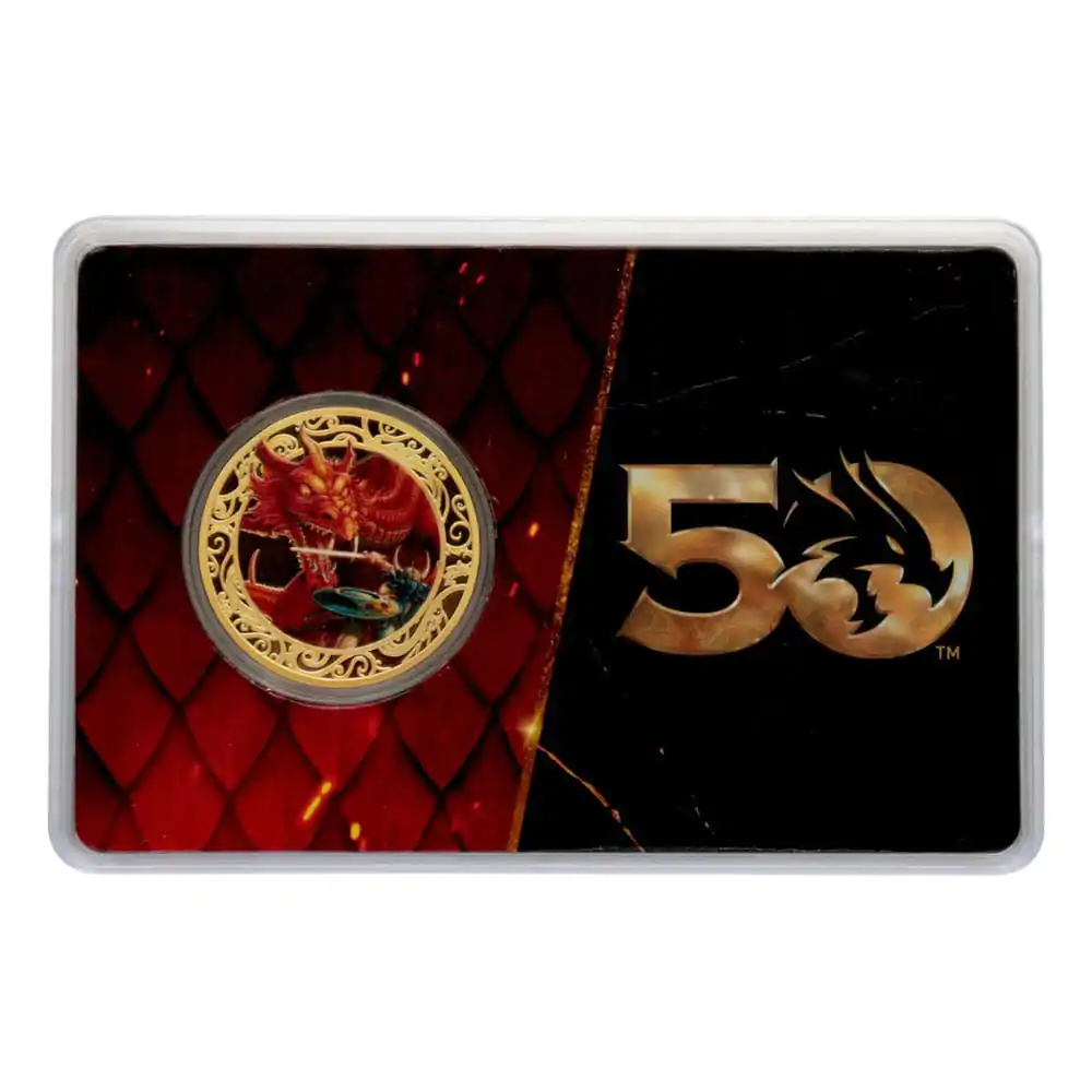 Dungeons & Dragons Collectable Coin 50th Anniversary with Colour Print 24k Gold Plated Edition 4 cm - Kolekcionarski novčić povodom 50. obljetnice s ispisom u boji, 24k pozlaćeno izdanje 4 cm fotografija proizvoda