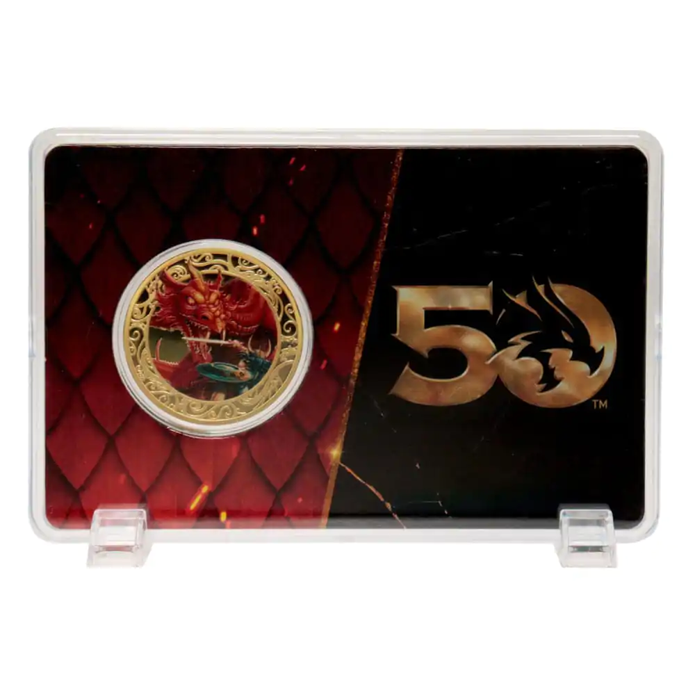 Dungeons & Dragons Collectable Coin 50th Anniversary with Colour Print 24k Gold Plated Edition 4 cm - Kolekcionarski novčić povodom 50. obljetnice s ispisom u boji, 24k pozlaćeno izdanje 4 cm fotografija proizvoda