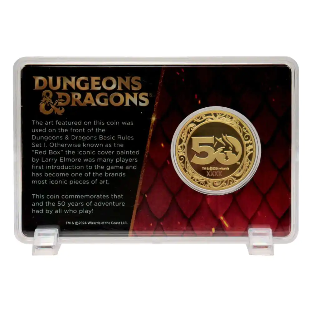 Dungeons & Dragons Collectable Coin 50th Anniversary with Colour Print 24k Gold Plated Edition 4 cm - Kolekcionarski novčić povodom 50. obljetnice s ispisom u boji, 24k pozlaćeno izdanje 4 cm fotografija proizvoda