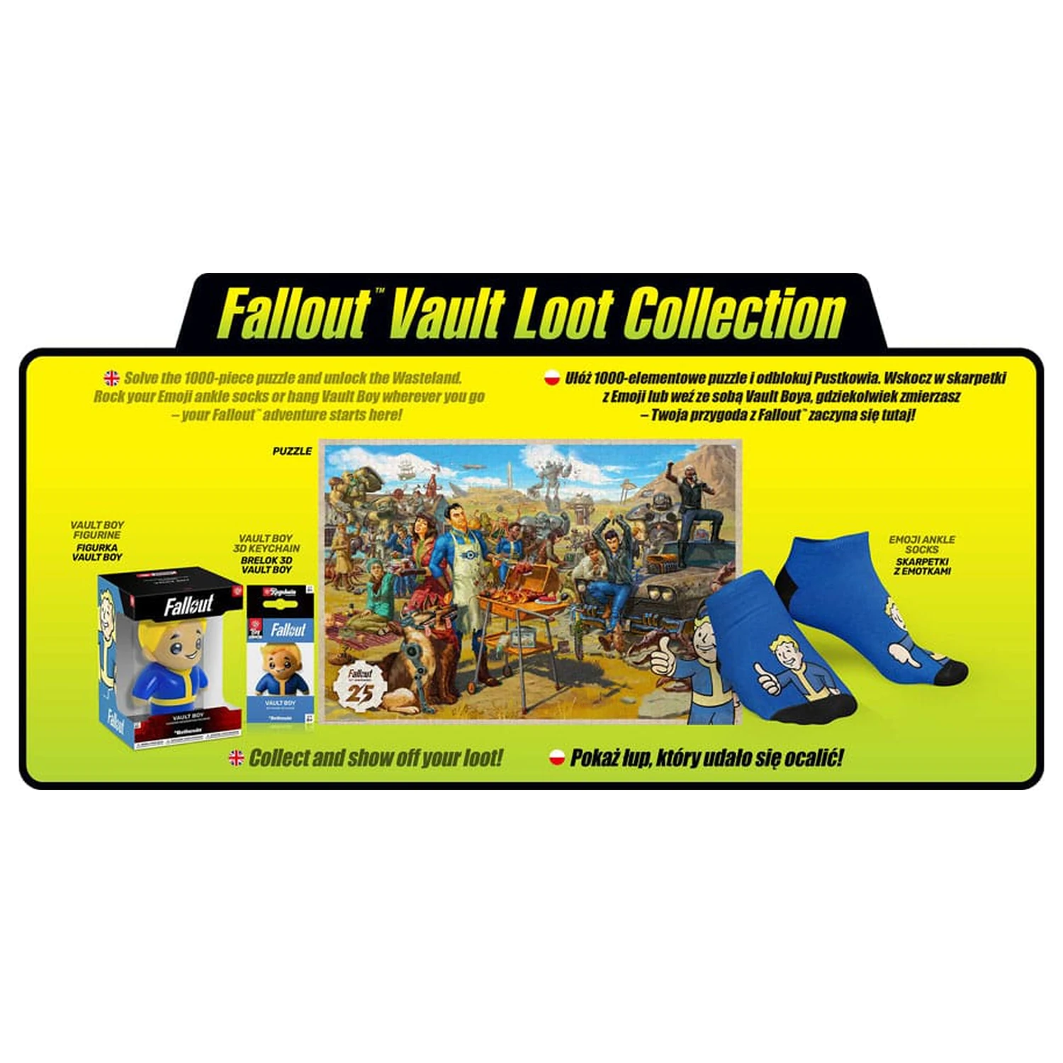Fallout poklon set Fallout Vault Loot Collection (Slagalica, čarape, figurica i privjesak za ključeve) fotografija proizvoda