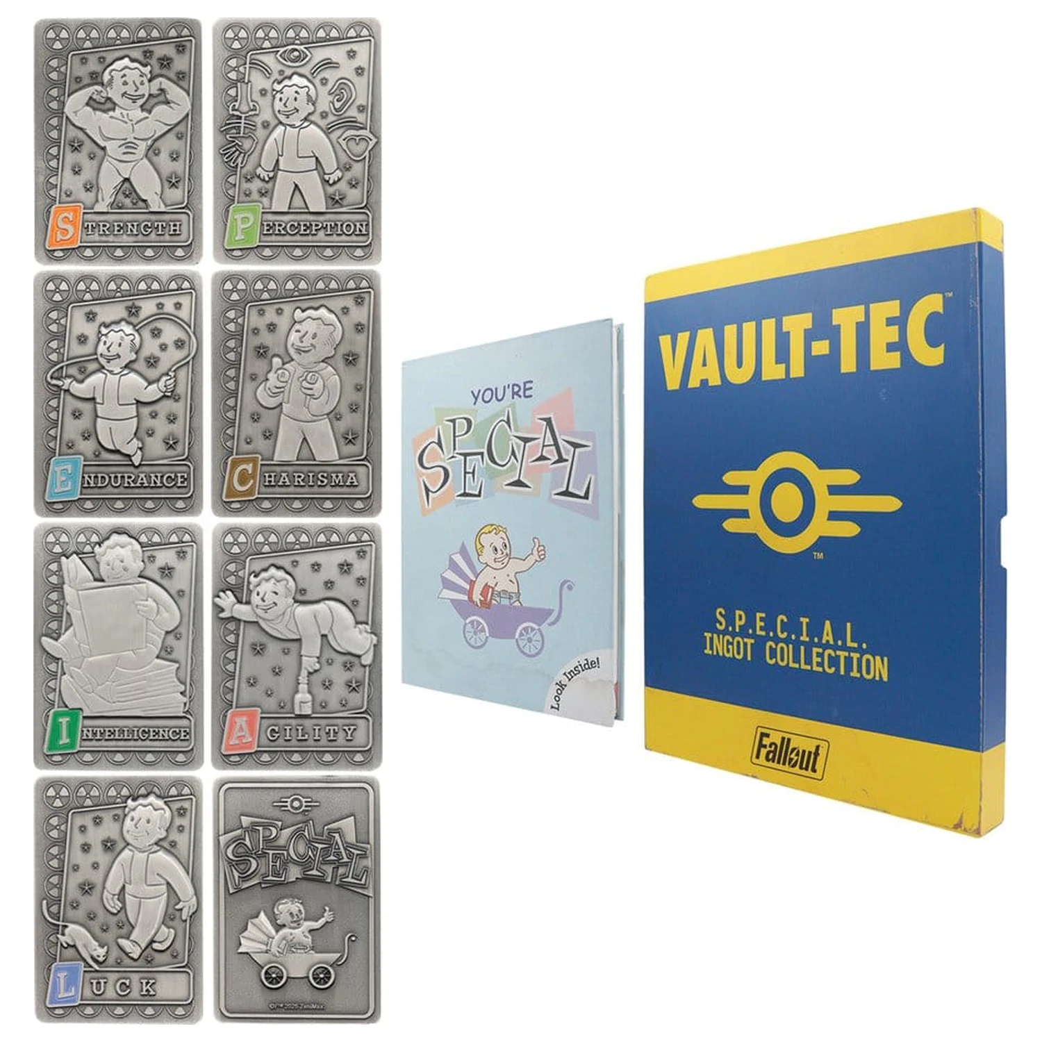 Fallout Ingots with Album S.P.E.C.I.A.L. Album za kolekcionare Perk Card fotografija proizvoda