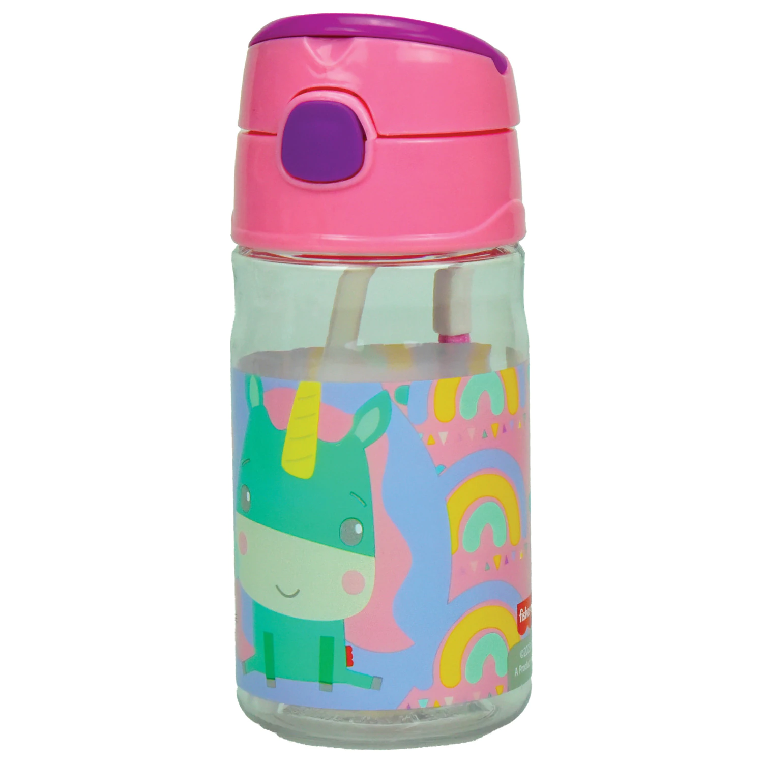 Fisher-Price Animals Unicorn Slatka Plastična Boca sa slamkom i kukicom 350 ml fotografija proizvoda
