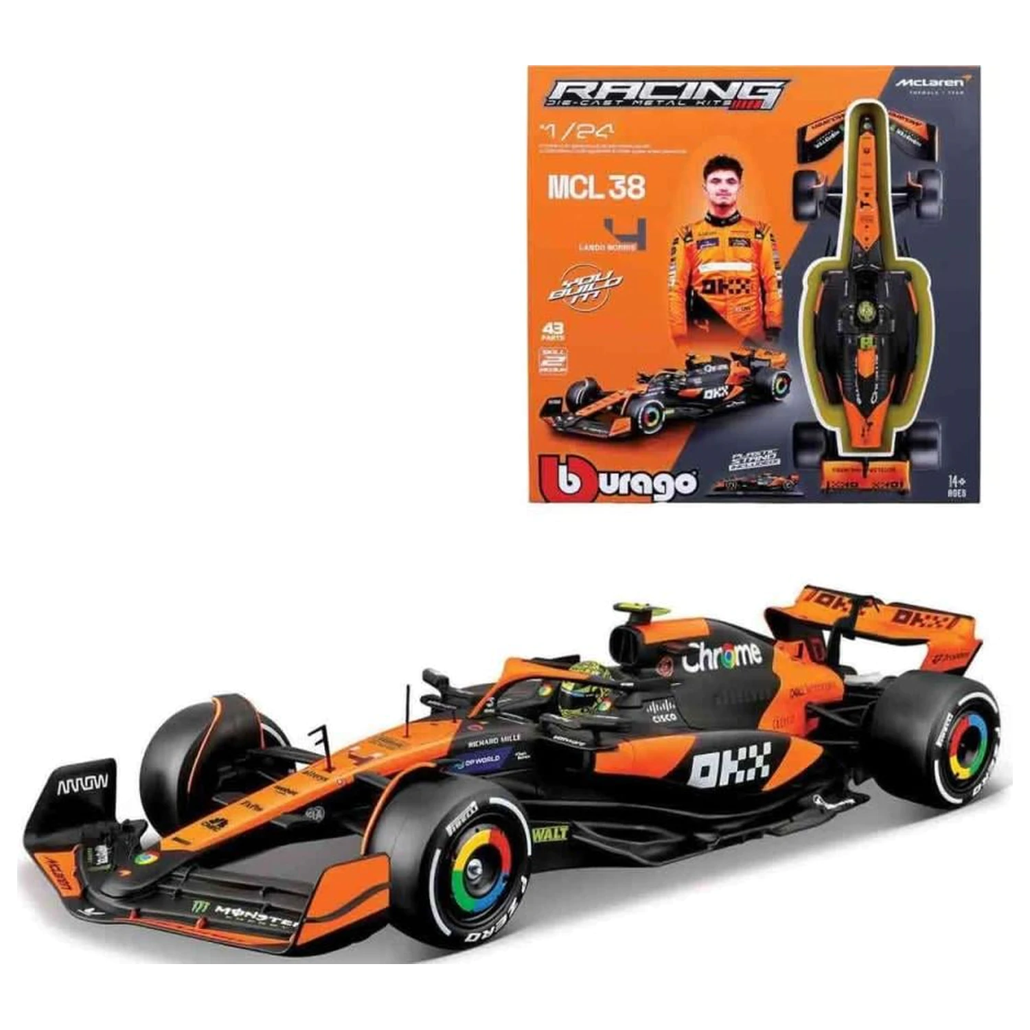 Formula 1 F1 McLaren MCL38 Lando Norris komplet modela 1:24 fotografija proizvoda