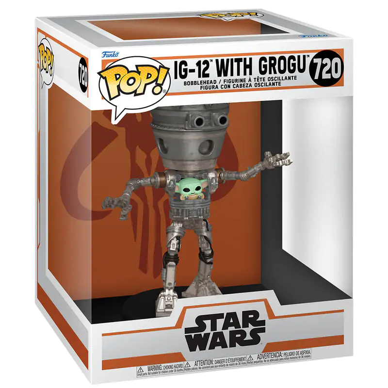 Star Wars: The Mandalorian Funko POP! Deluxe Vinilna klimoglavac figura IG-12 with Grogu 17 cm fotografija proizvoda