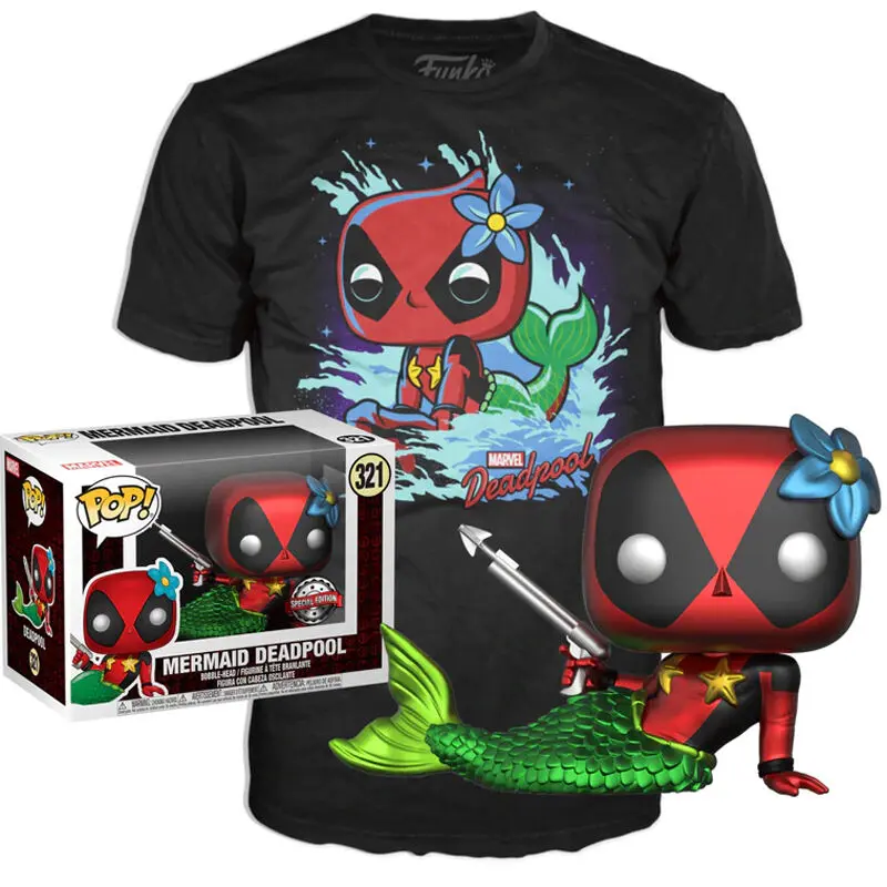 Funko POP! figura i majica Marvel Deadpool Mermaid Exkluzív kutija fotografija proizvoda