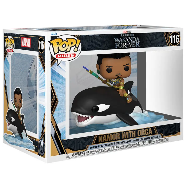 Black Panther: Wakanda Forever POP! Rides Super Deluxe Vinilna Figura Namor s Orca 15 cm fotografija proizvoda