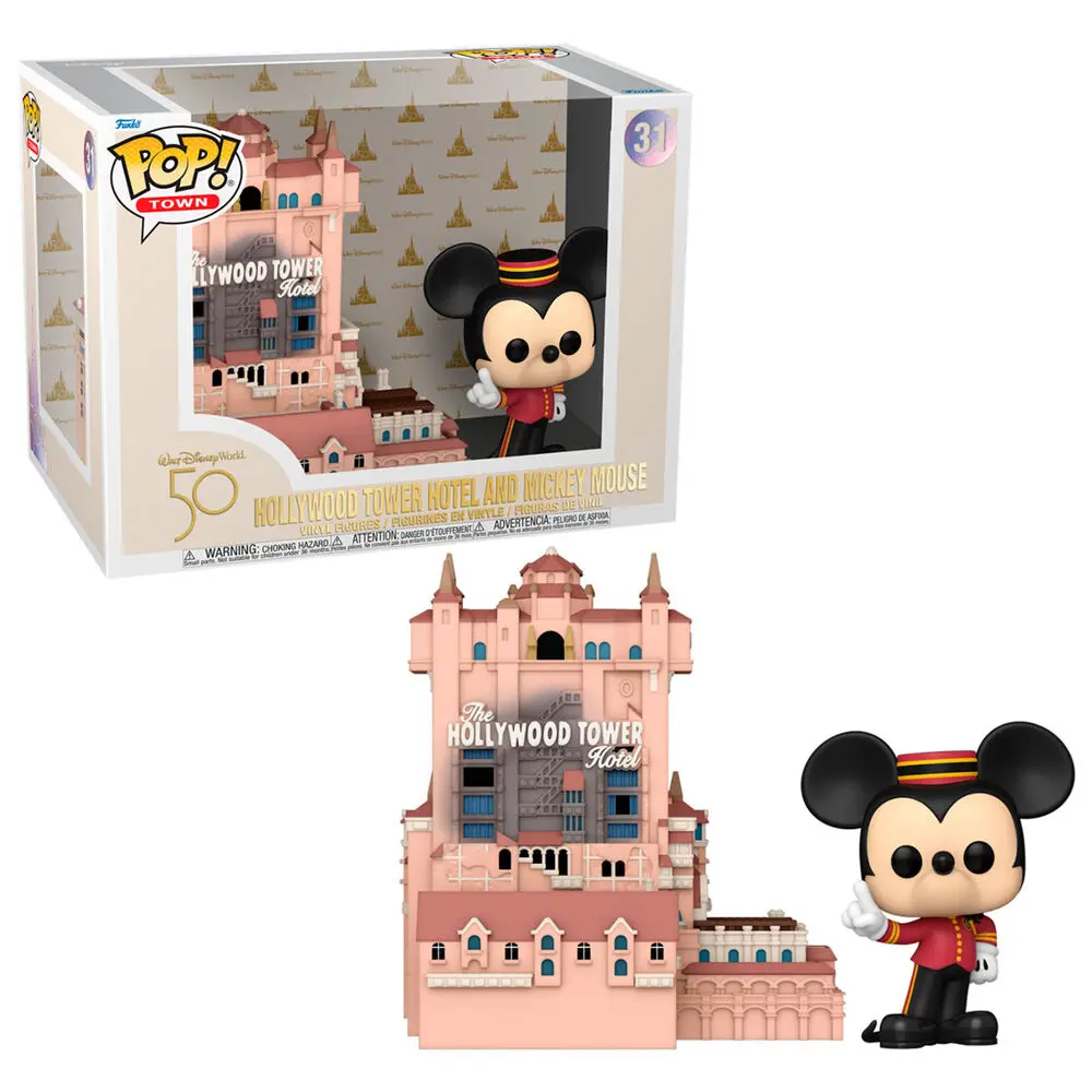 Walt Disney Word 50th Anniversary POP! Town Vinil Figura Hollywood Tower Hotel i Mickey Mouse 9 cm fotografija proizvoda