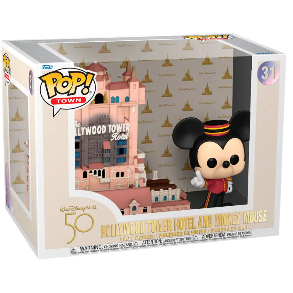 Walt Disney Word 50th Anniversary POP! Town Vinil Figura Hollywood Tower Hotel i Mickey Mouse 9 cm fotografija proizvoda