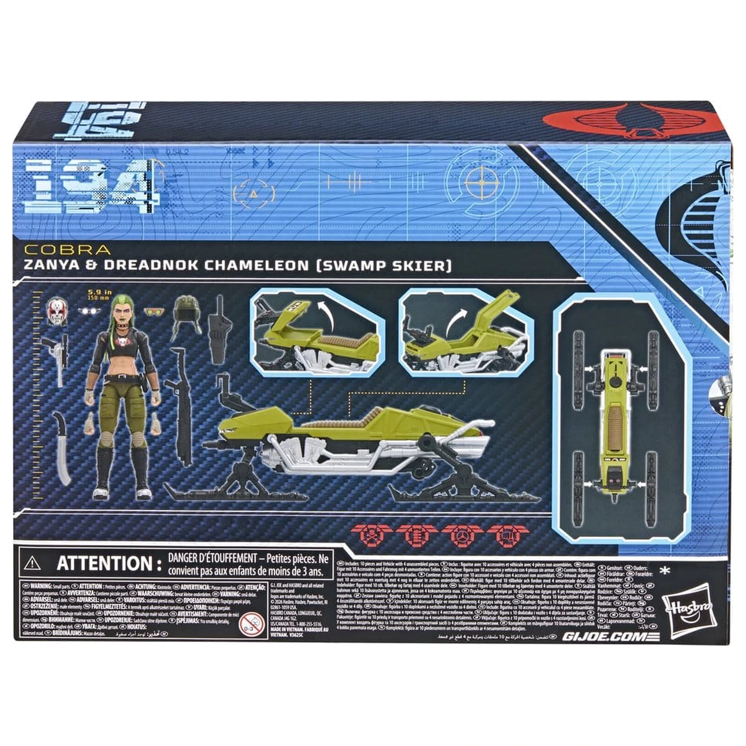 G.I. Joe Classified Series Akcijska figura i set vozila #194 Zanya and Dreadnok Chameleon (Swamp Skier) 15 cm fotografija proizvoda