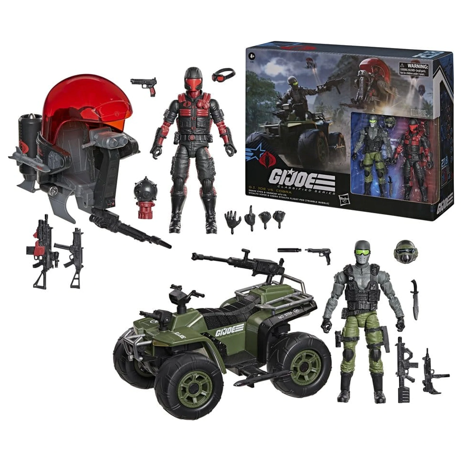 G.I. Joe Classified Series Akcijska figura i set vozila Snake Eyes & Varmint ATV vs. Stealth Viper & Cobra Stealth Flight Pod (Trubble Bubble) 15 cm fotografija proizvoda